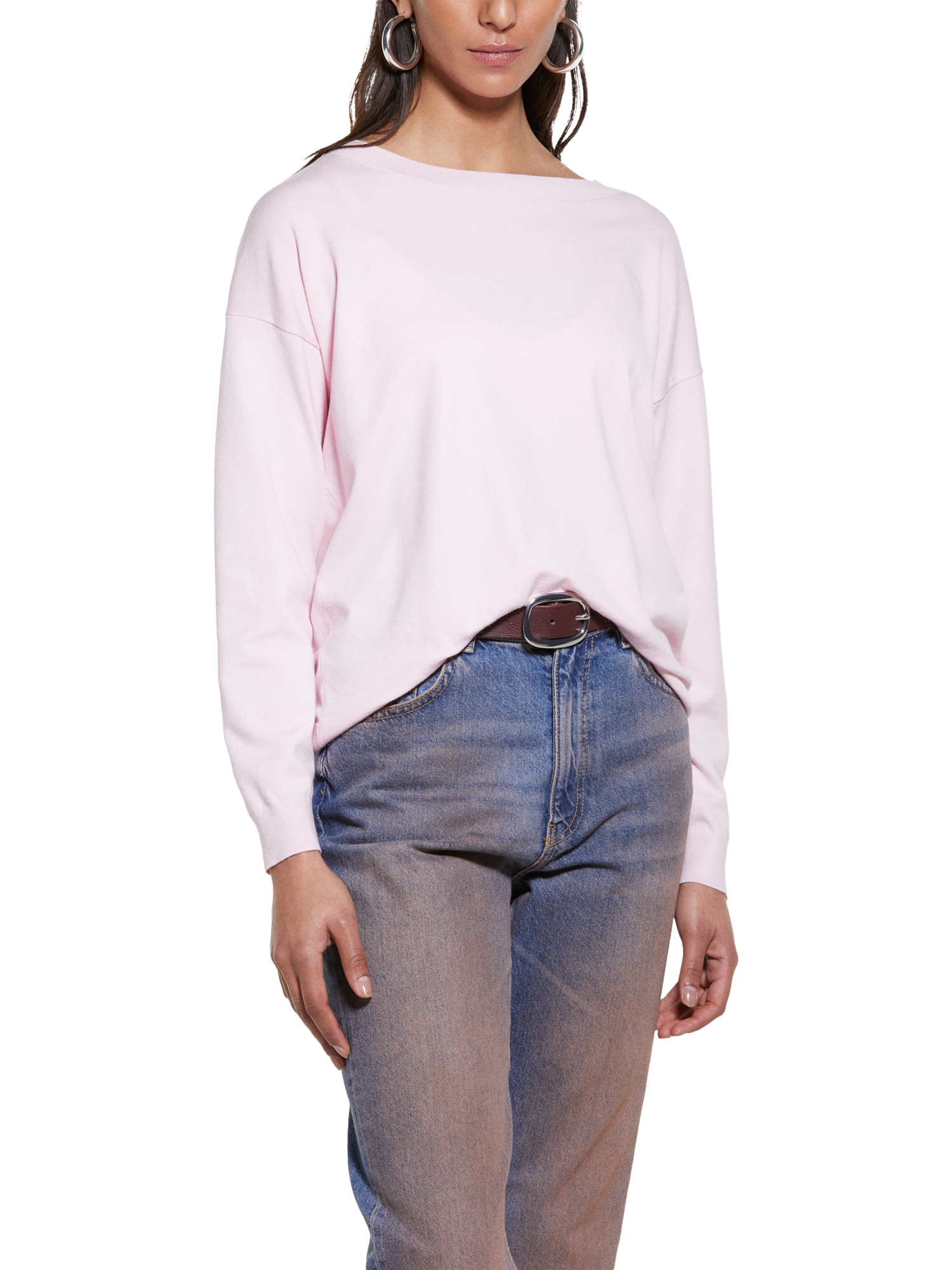 Product image 1 of 4, which shows SISLEY Boat Neck Jumper, Pink, XS