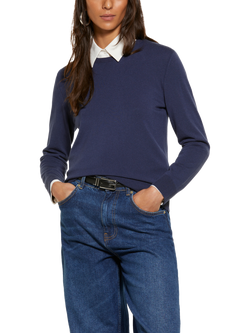 SISLEY Crew Neck Jumper, Dark Blue