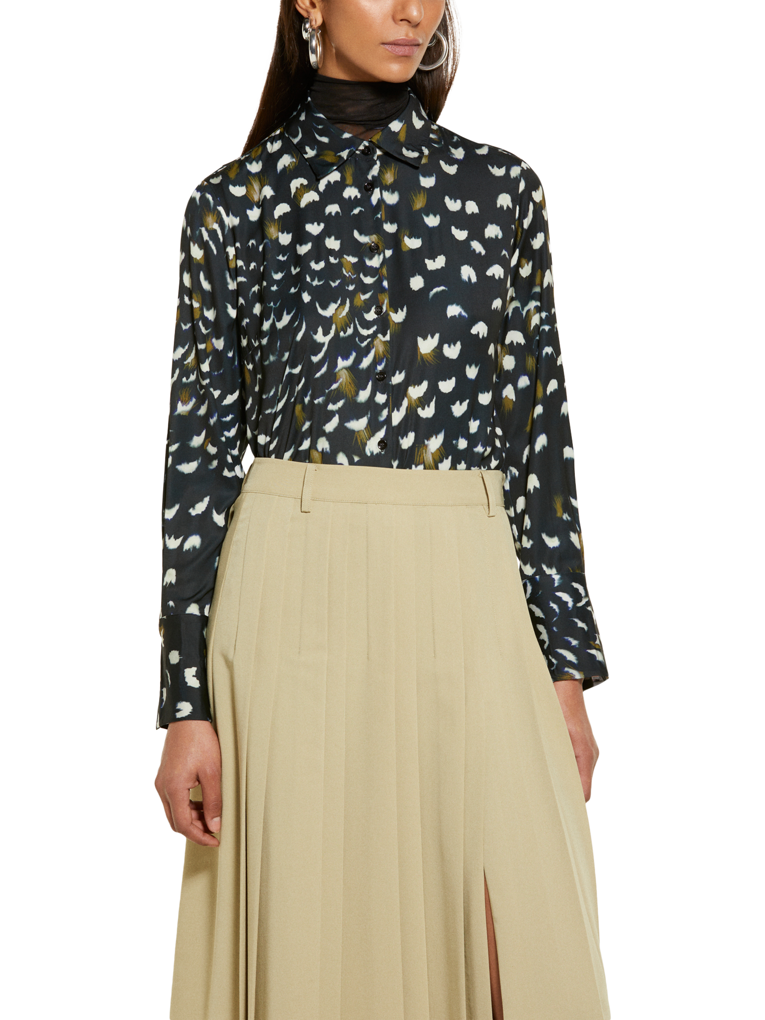 Product image 1 of 4, which shows SISLEY Satin Abstract Shirt, Multi, S
