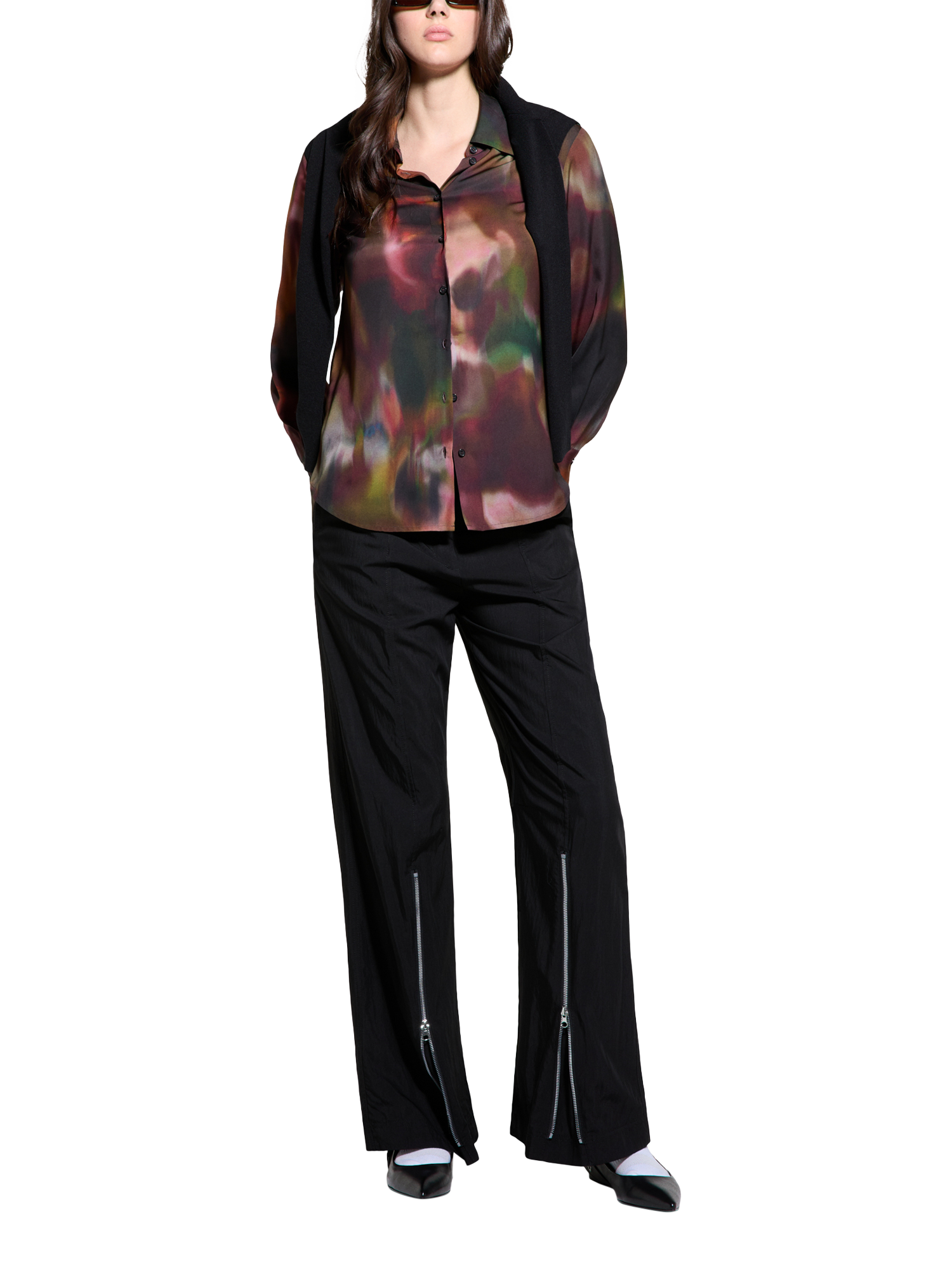 Product image 3 of 4, which shows SISLEY Printed Satin Shirt, Multi, L