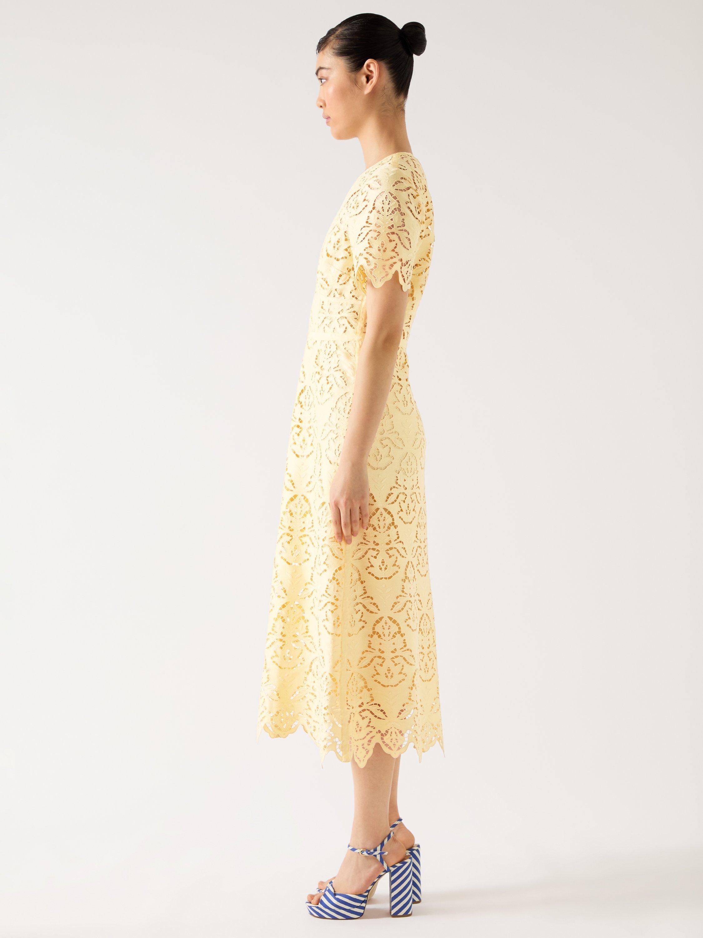 Product image 2 of 5, which shows L.K.Bennett Royal Ascot Georgia Embroidered Dress, Buttercup, 10