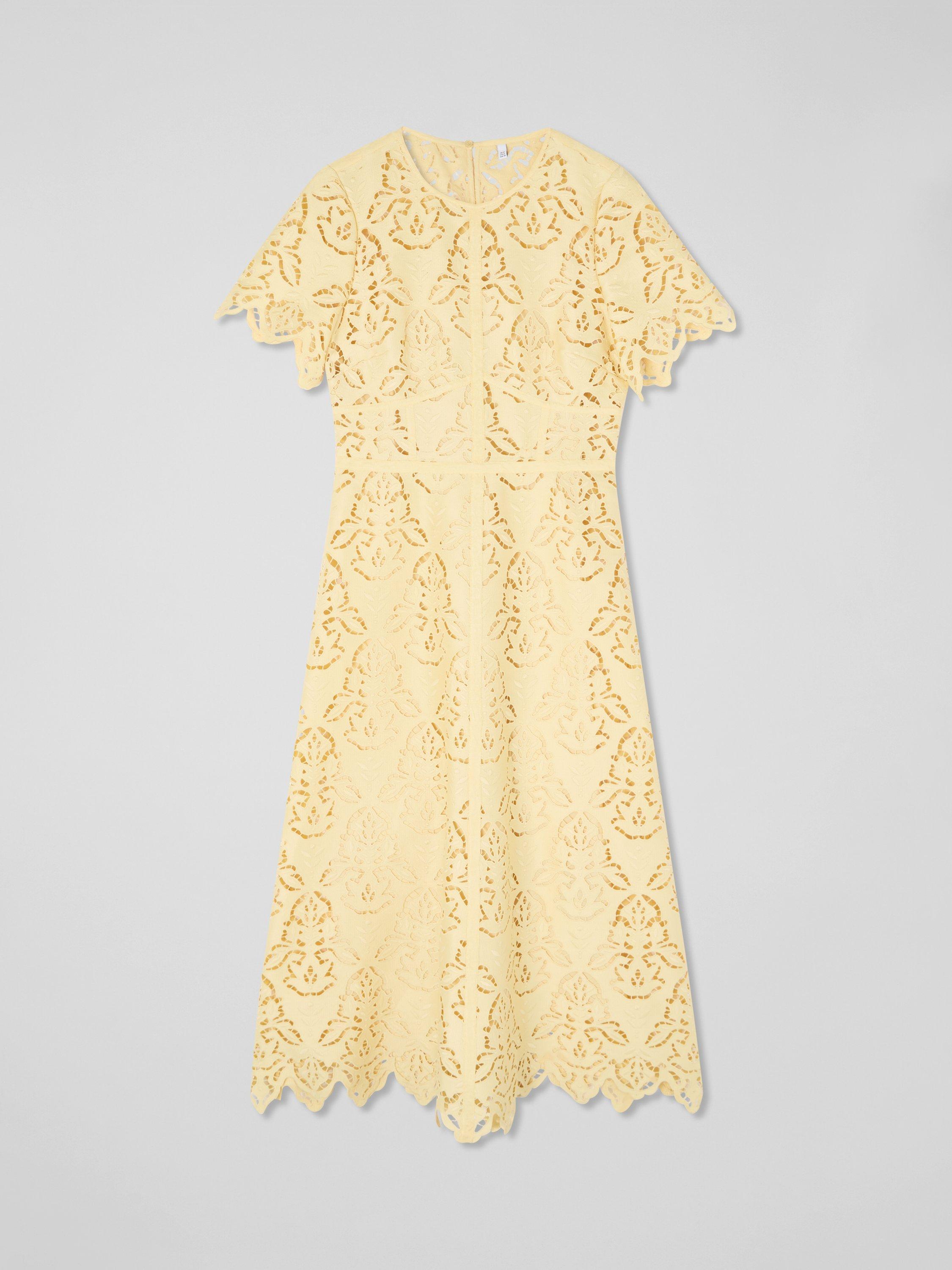 Product image 5 of 5, which shows L.K.Bennett Royal Ascot Georgia Embroidered Dress, Buttercup, 10