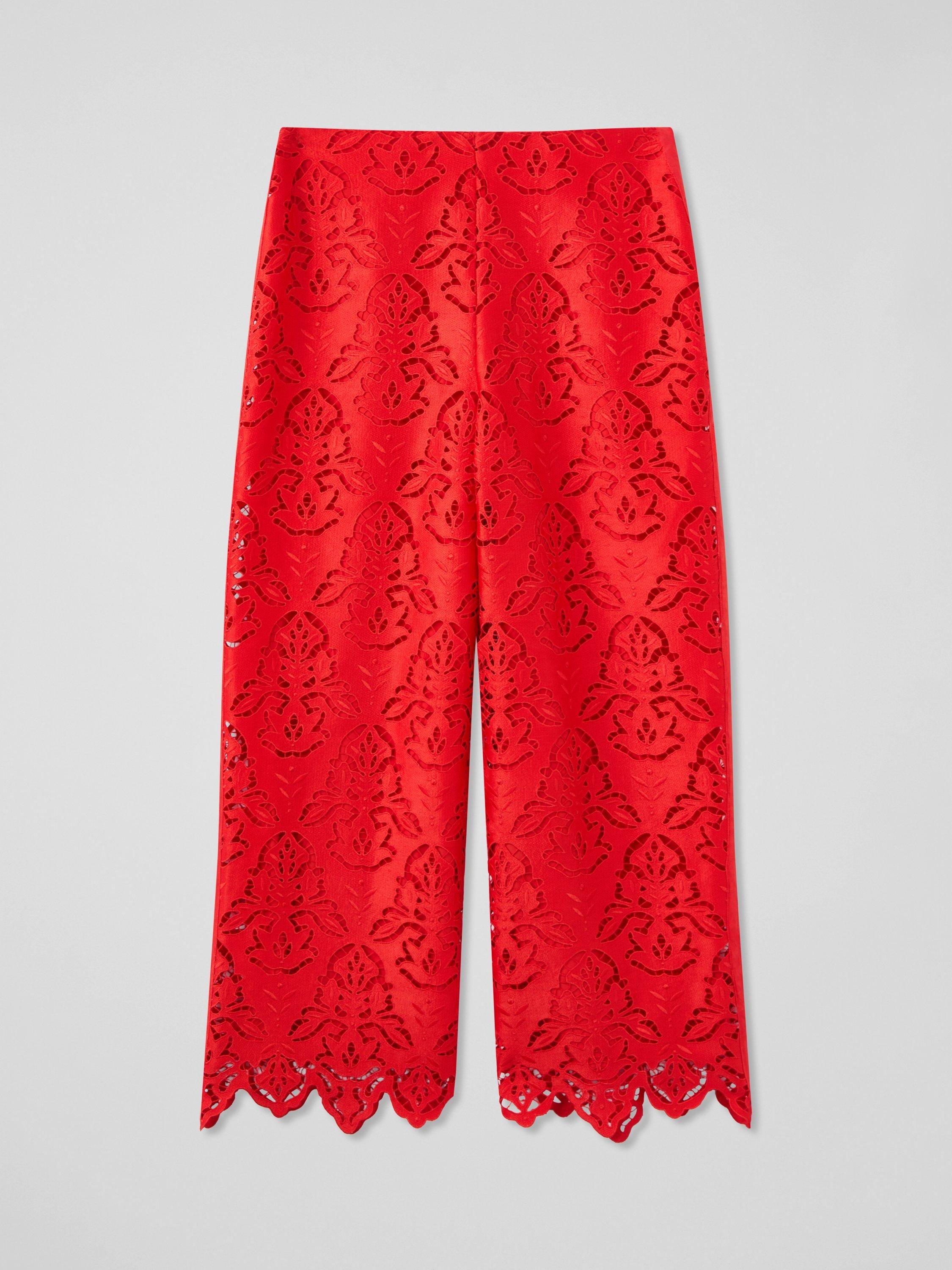 Product image 5 of 5, which shows L.K.Bennett Royal Ascot Grace Lace Trousers, Red, 6