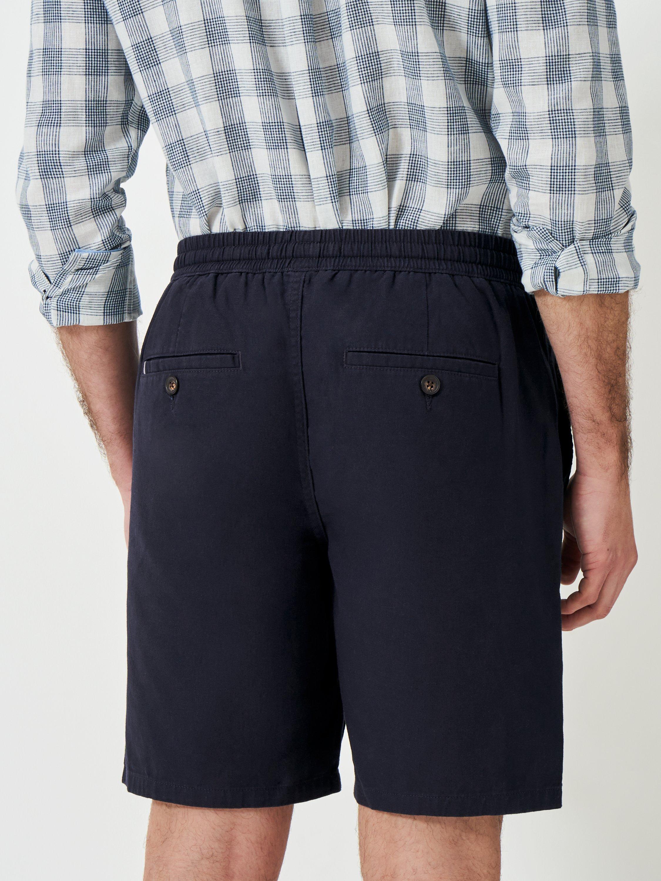 Product image 3 of 5, which shows Crew Clothing Cotton Linen Blend Deck Shorts, Navy, 30