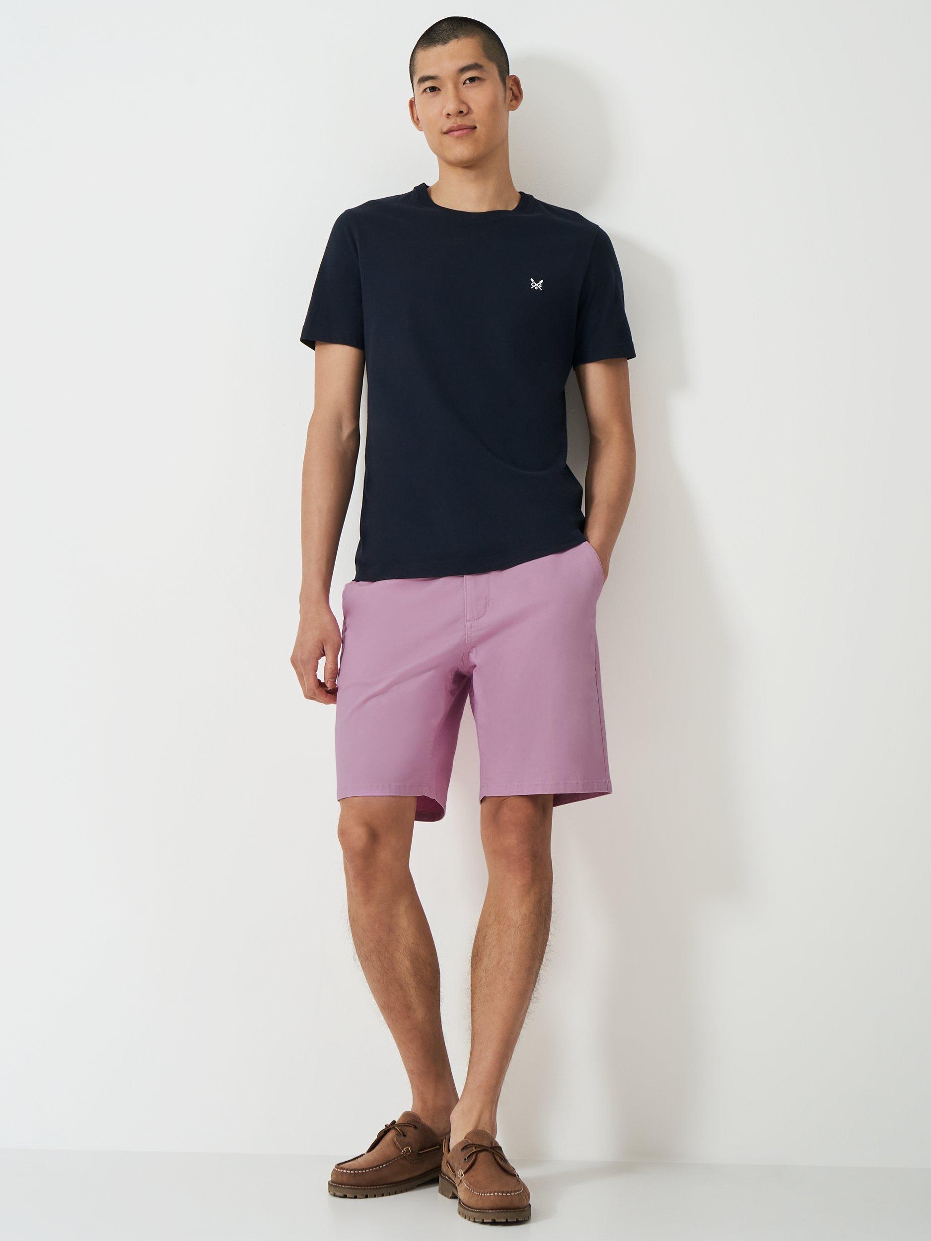 Product image 1 of 5, which shows Crew Clothing Cotton Blend Chino Shorts, Mauve, 38