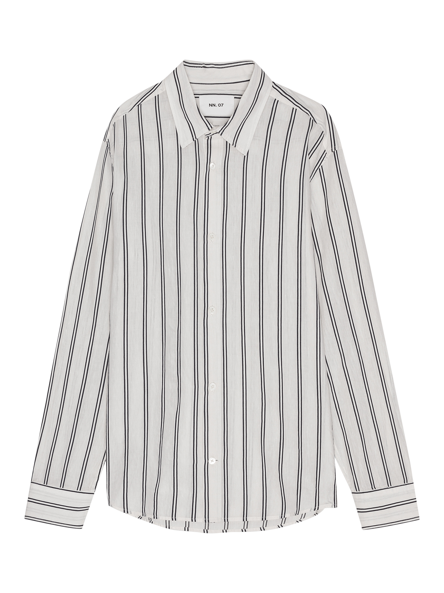 Product image 1 of 5, which shows NN.07 Freddy Cotton Blend Regular Fit Stripe Shirt, Black Stripe, L