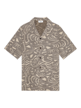 NN.07 Julio Regular Fit Abstract Camp Collar Shirt, Demitasse