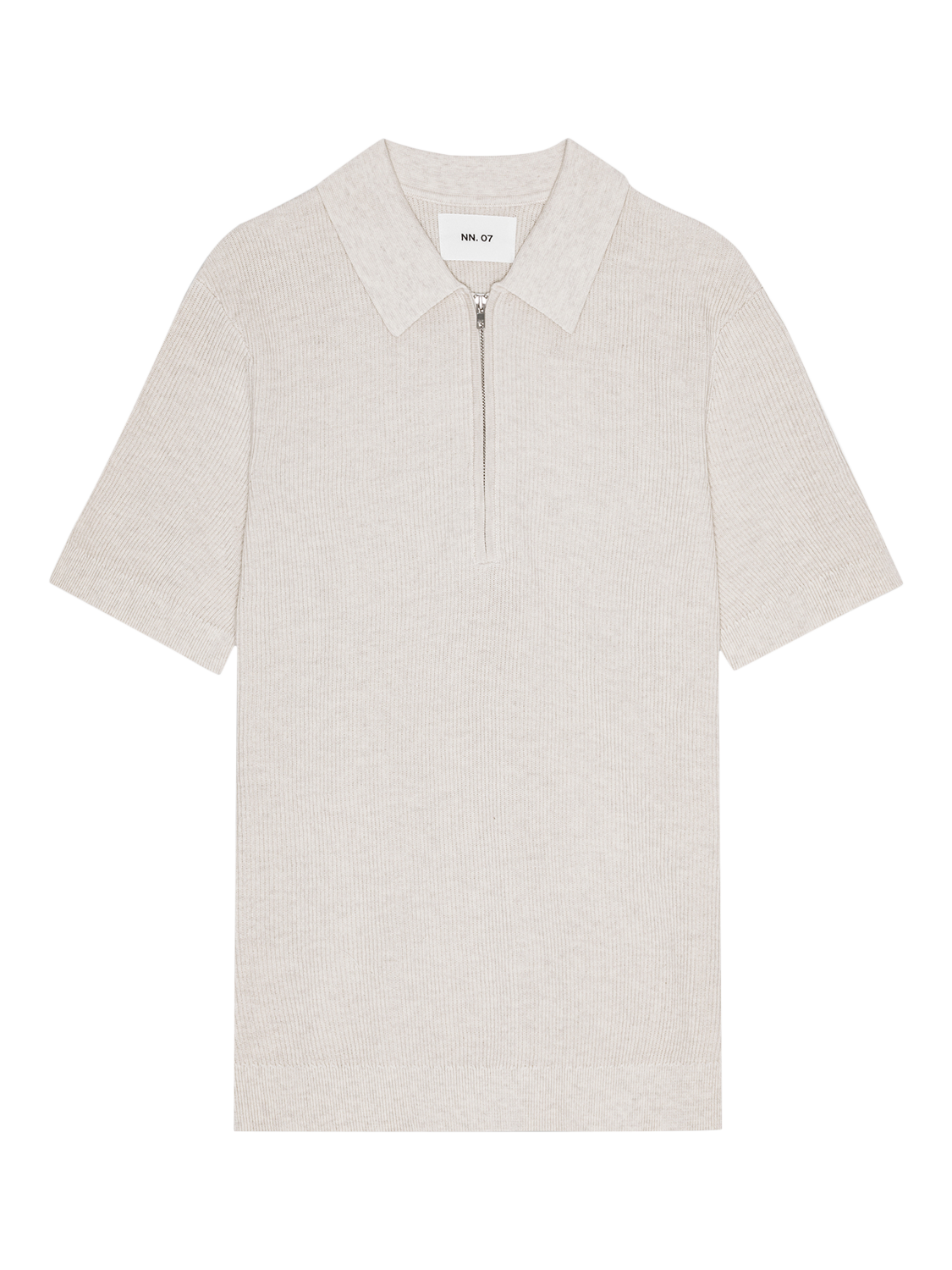 Product image 1 of 5, which shows NN.07 Hansie Cotton Regular Fit Short Sleeve Zip Neck Polo Shirt, Ivory, S