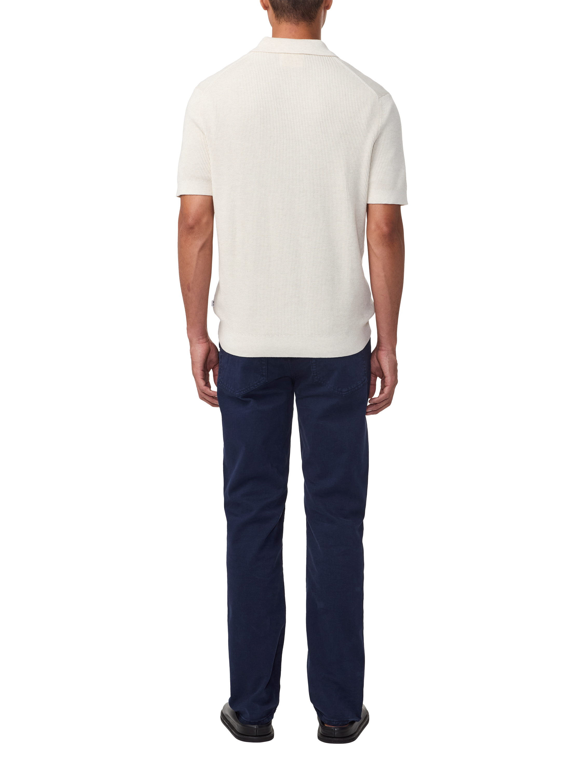 Product image 5 of 5, which shows NN.07 Hansie Cotton Regular Fit Short Sleeve Zip Neck Polo Shirt, Ivory, S