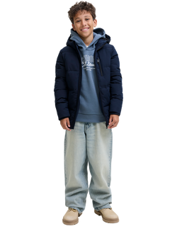 Jack & Jones Kids' Owen Hooded Puffer Jacket, Sky Captain, Sky Captain