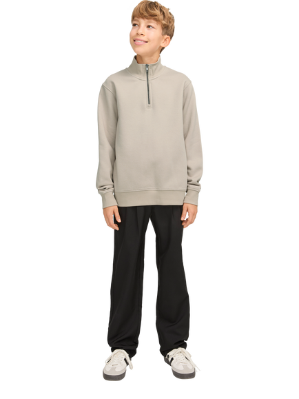 Jack & Jones Kids' Bradley Cotton Blend Half Zip Jumper, Moonbeam, Moonbeam