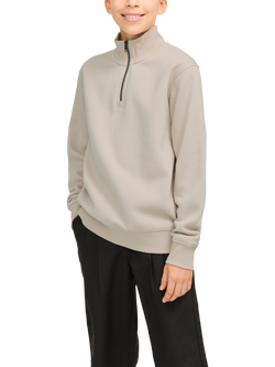 Jack & Jones Kids' Bradley Cotton Blend Half Zip Jumper, Moonbeam - view 2, Moonbeam