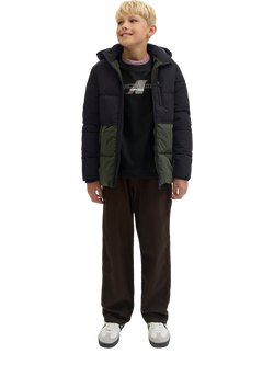 Jack & Jones Kids' Owen Hooded Puffer Jacket, Rosin/Black, Rosin/Black