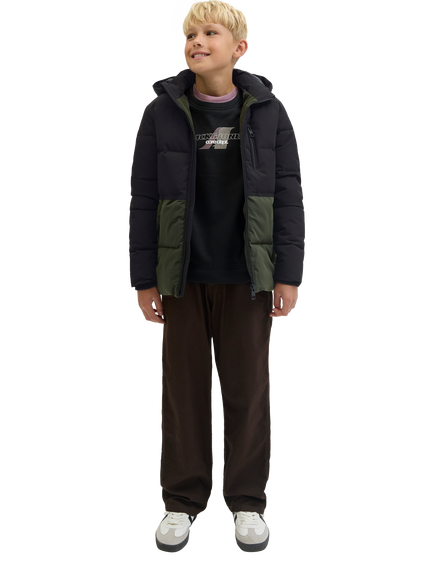 Jack & Jones Kids' Owen Hooded Puffer Jacket, Rosin/Black, Rosin/Black
