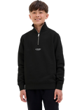 Jack & Jones Kids' Cotton Blend High Neck Zip Sweatshirt, Black