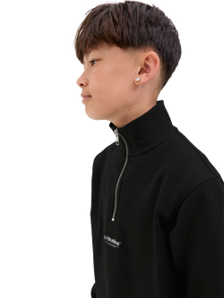 Jack & Jones Kids' Cotton Blend High Neck Zip Sweatshirt, Black - view 2, Black