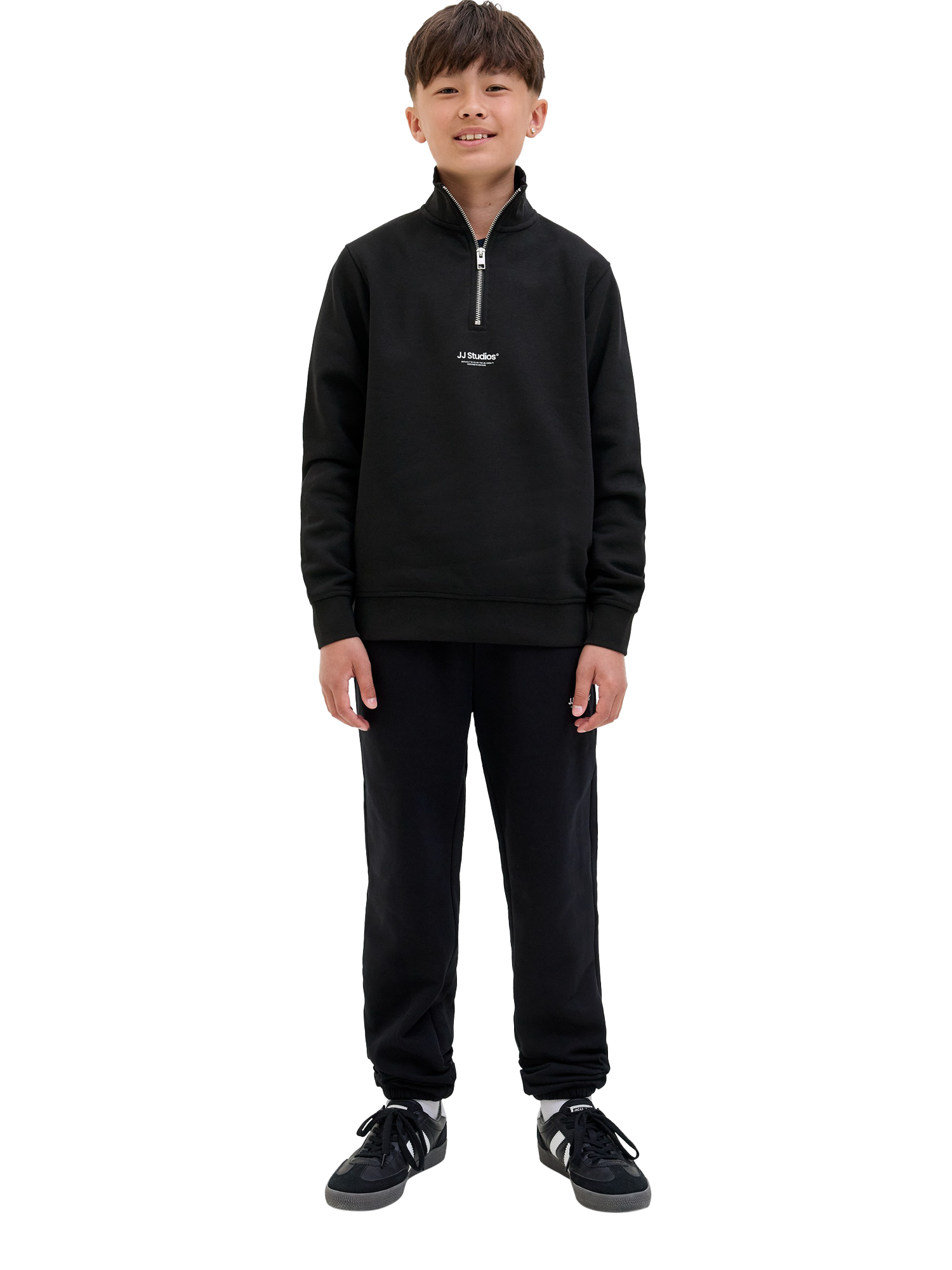 Product image 3 of 7, which shows Jack & Jones Kids' Cotton Blend High Neck Zip Sweatshirt, Black, 8 years