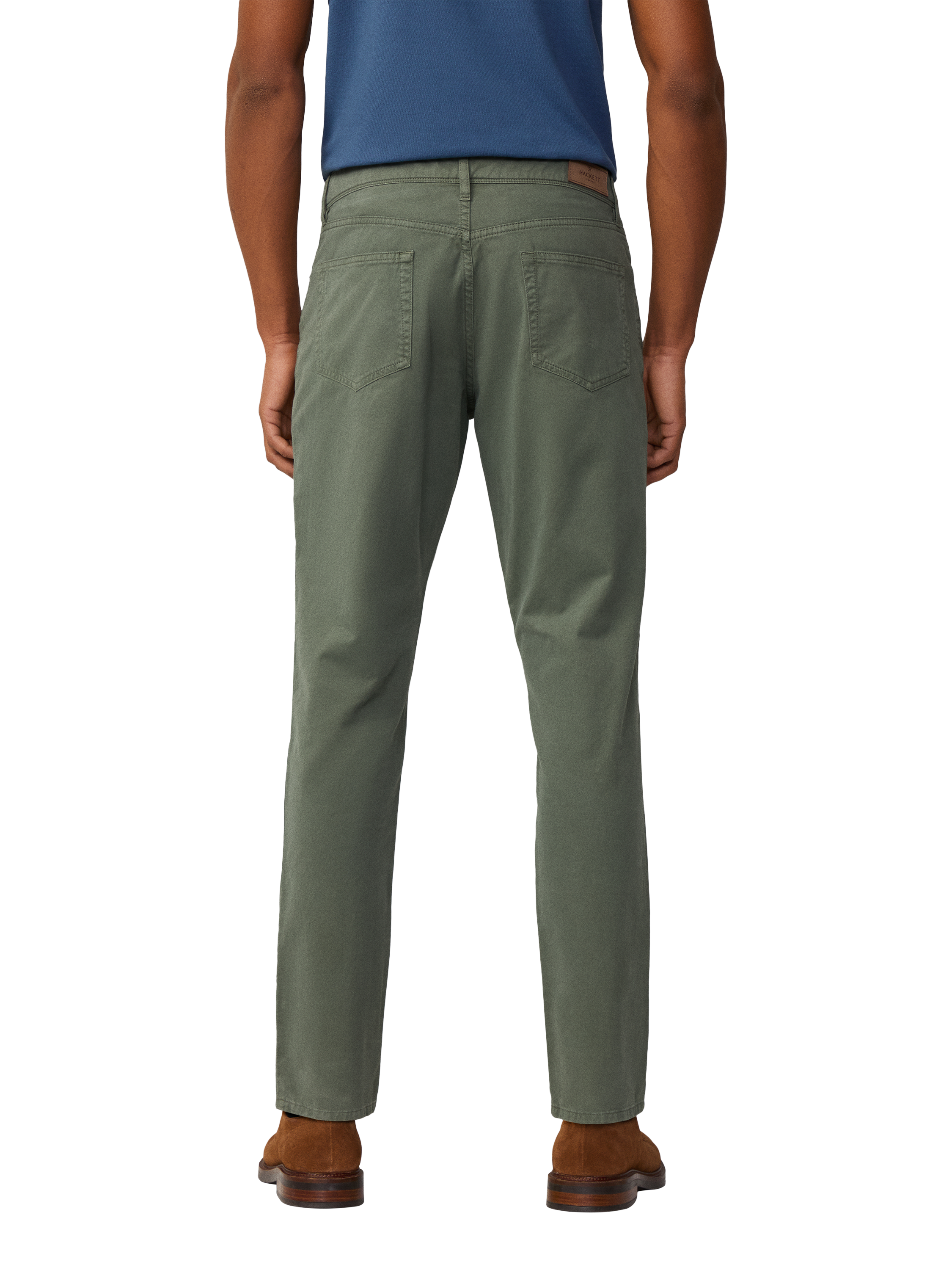 Product image 3 of 5, which shows Hackett London Regular Fit Trinity 5 Pocket Stretch Twill Chinos, Thyme Green, 28R