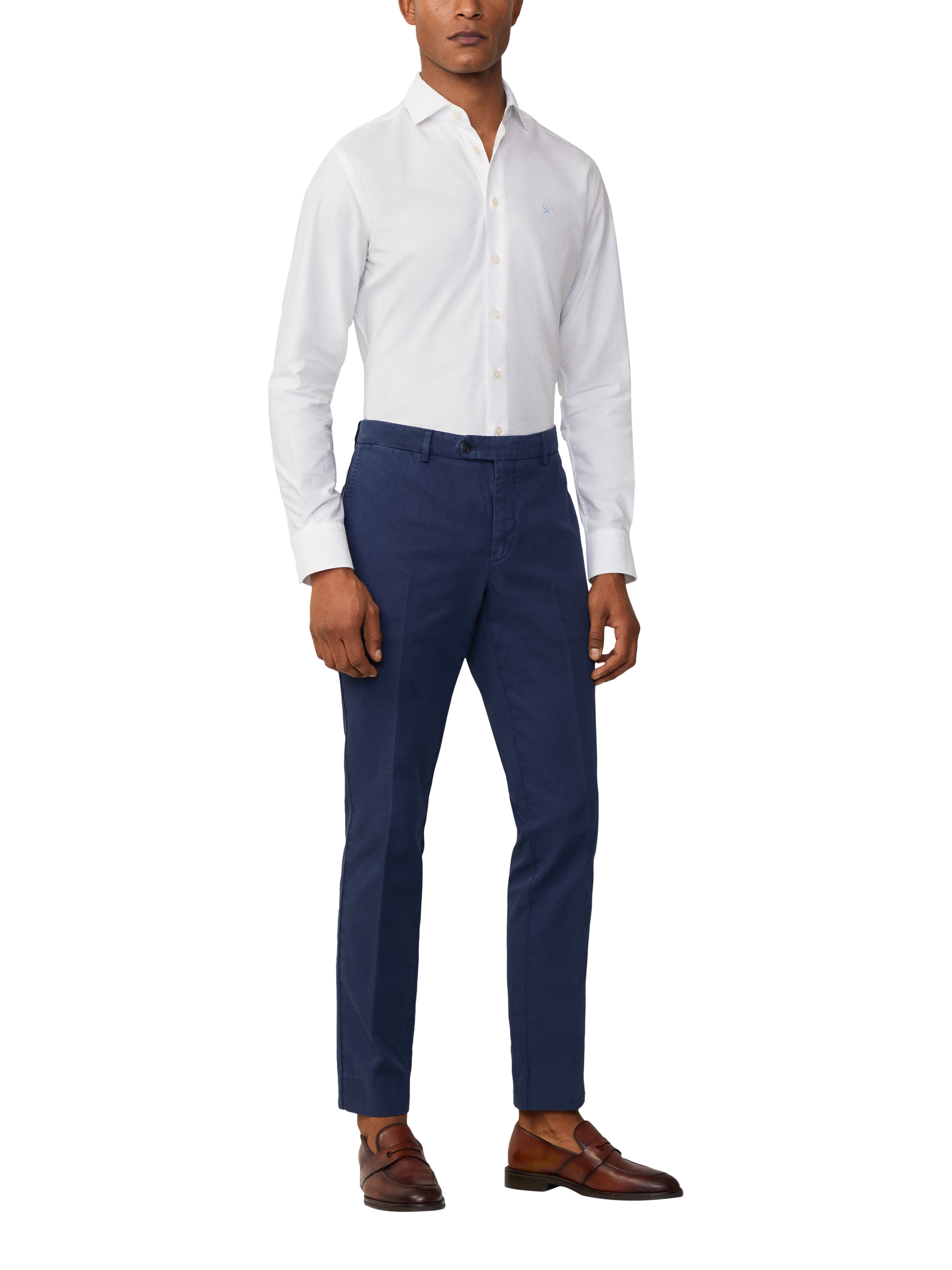 Product image 1 of 7, which shows Hackett London Slim Fit Kensington Chino Trousers, Ink Blue, 40R