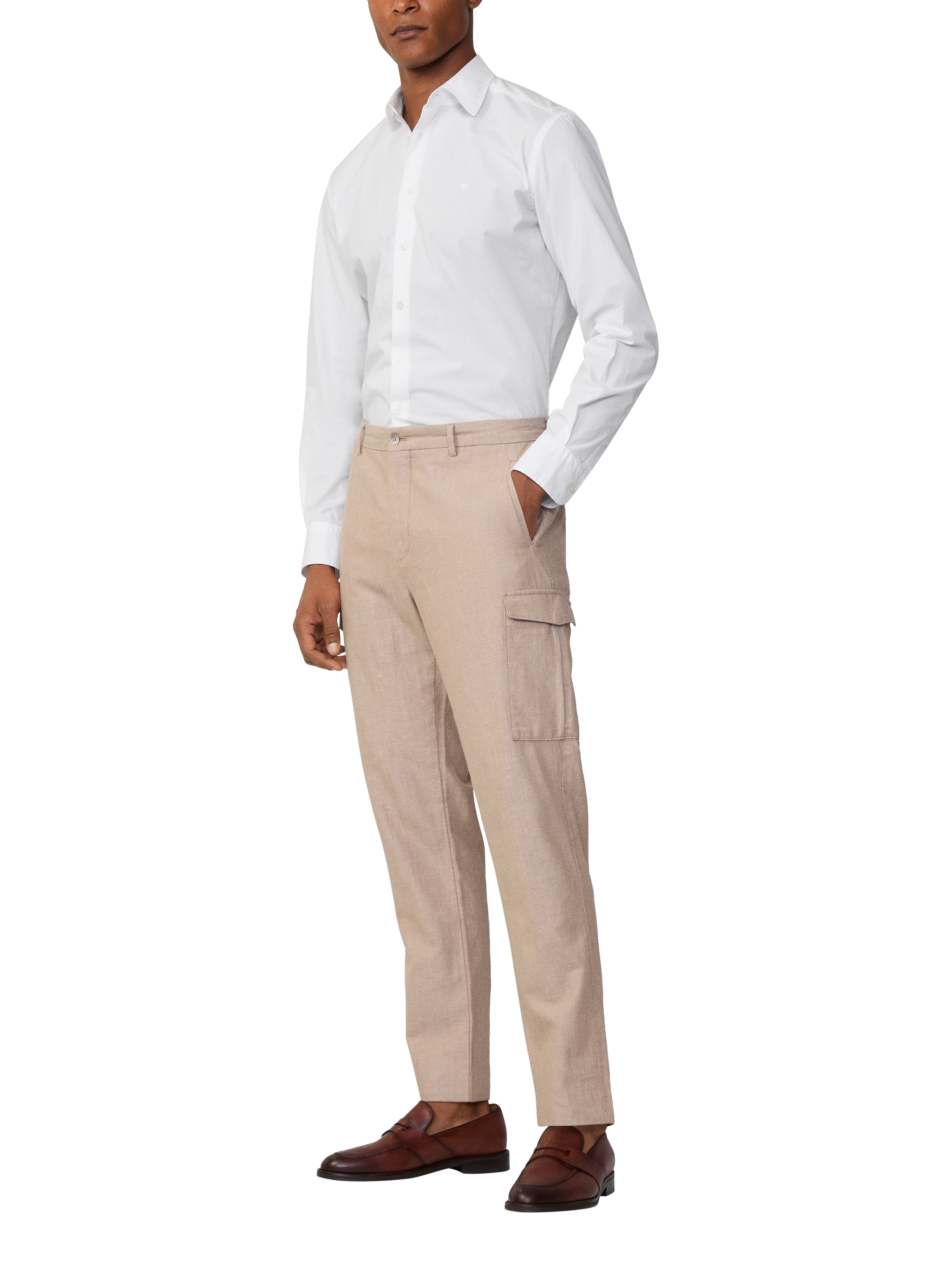 Product image 1 of 7, which shows Hackett London Slim Fit Kensington Chino Trousers, Beige, 42R