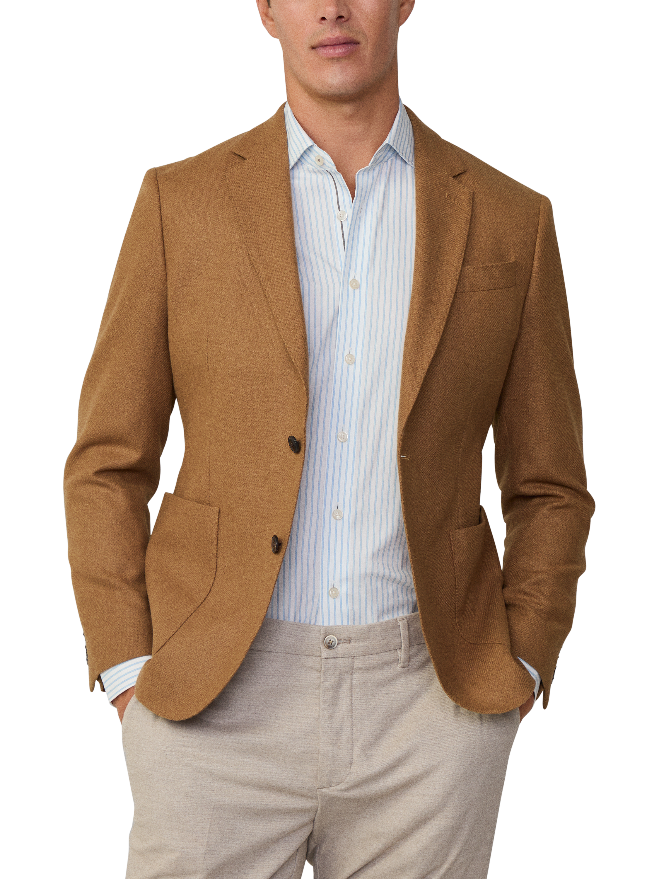 Product image 2 of 7, which shows Hackett London Wool Blend Blazer, Camel Beige, 36