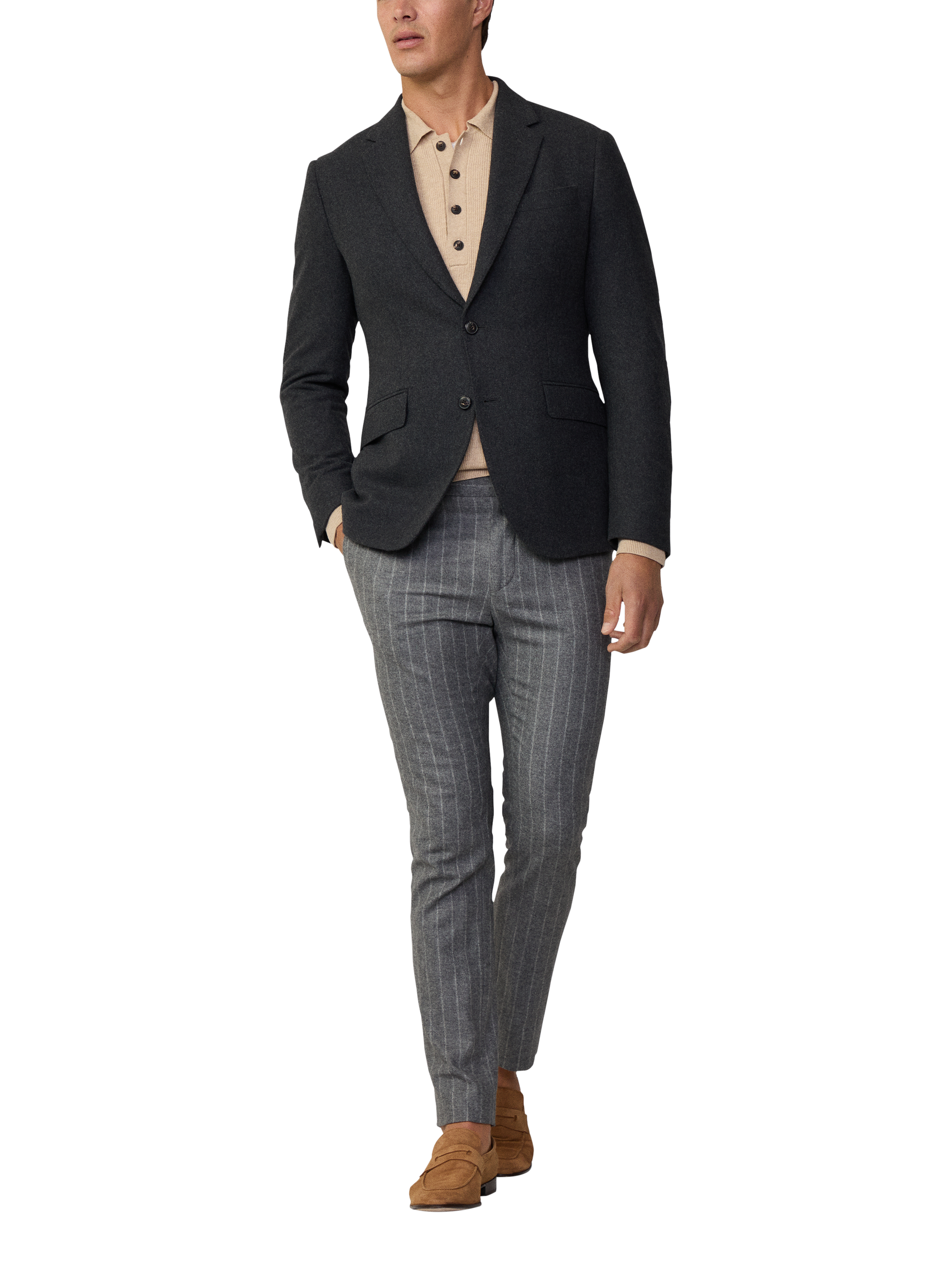 Product image 1 of 6, which shows Hackett London Wool Blend Detachable Bib Blazer, Granite Grey, 36