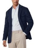Hackett London Stretch Herringbone Safari Blazer, Navy