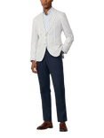 Hackett London Linen Blend Striped Blazer, Optic White