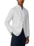 Hackett London Linen Blend Striped Blazer, Optic White
