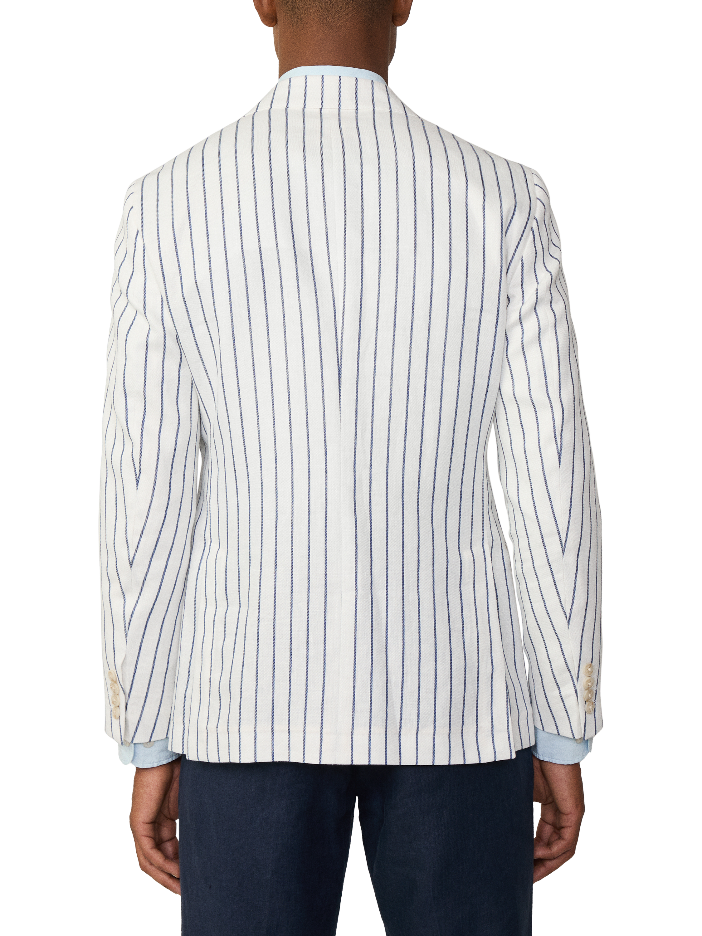 Product image 3 of 7, which shows Hackett London Linen Blend Striped Blazer, Optic White, 36