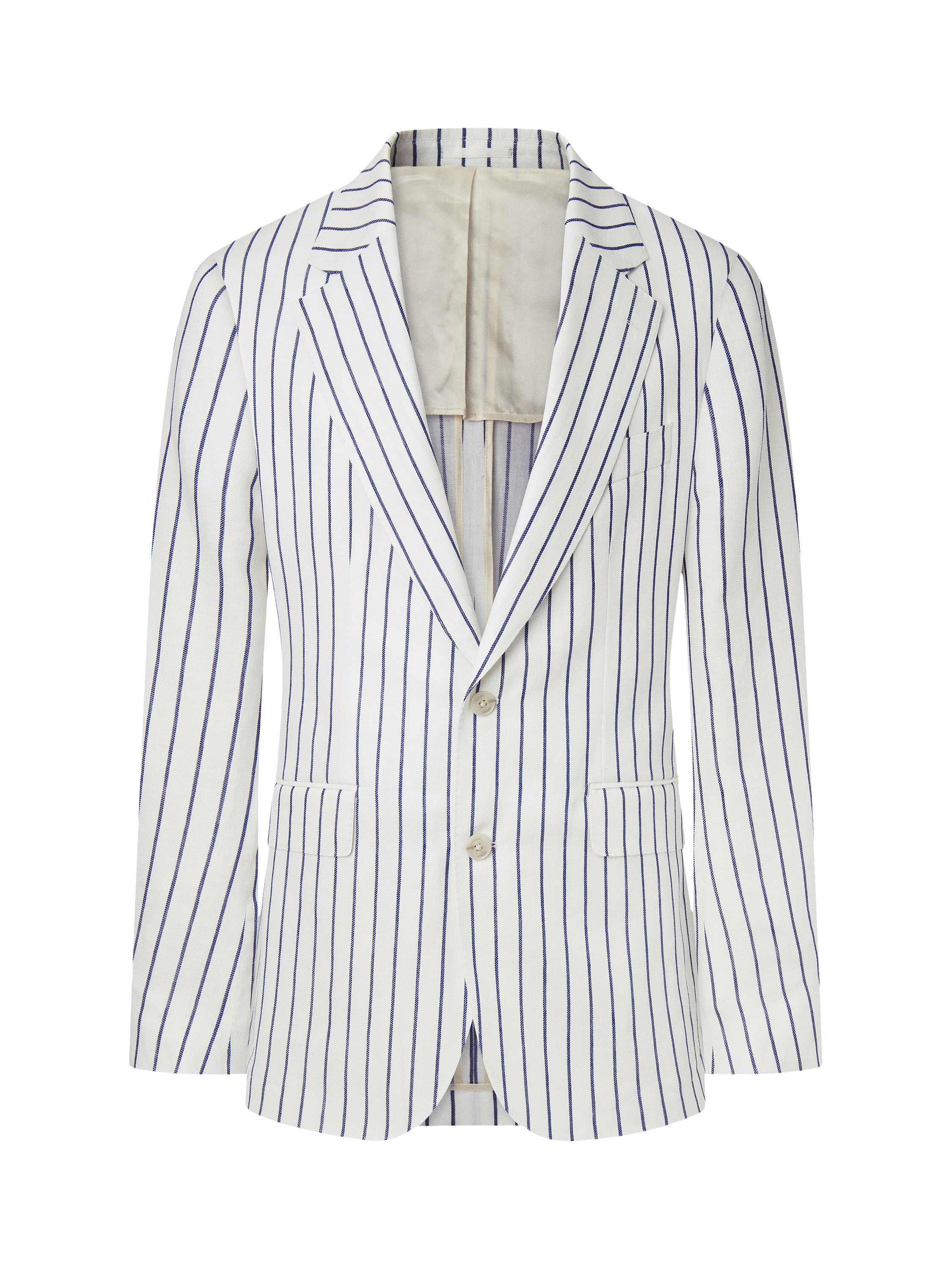 Product image 6 of 7, which shows Hackett London Linen Blend Striped Blazer, Optic White, 36