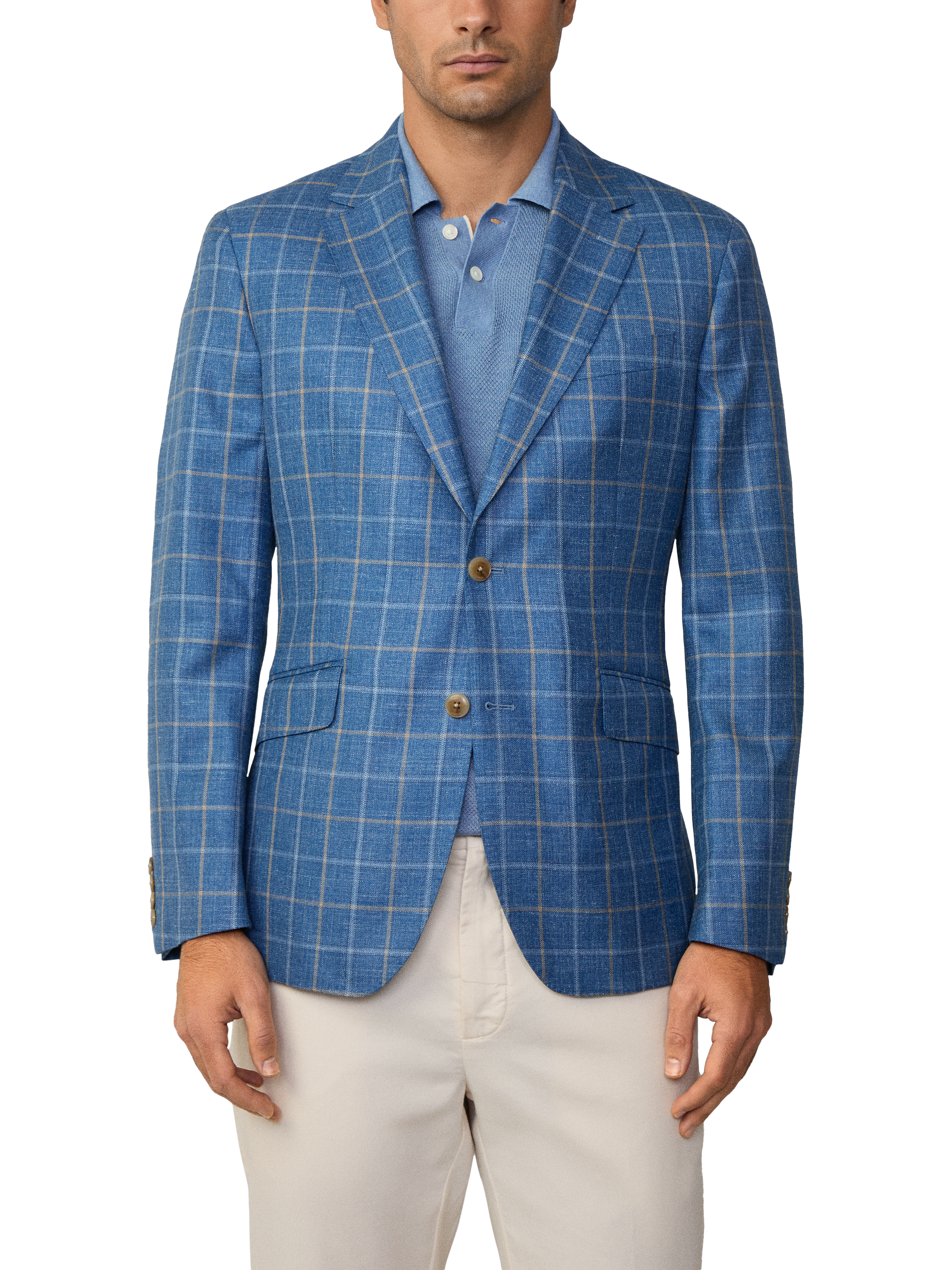 Product image 2 of 7, which shows Hackett London Wool Blend Check Blazer, Pacific Blue, 48