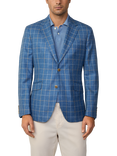 Hackett London Wool Blend Check Blazer, Pacific Blue, Pacific Blue