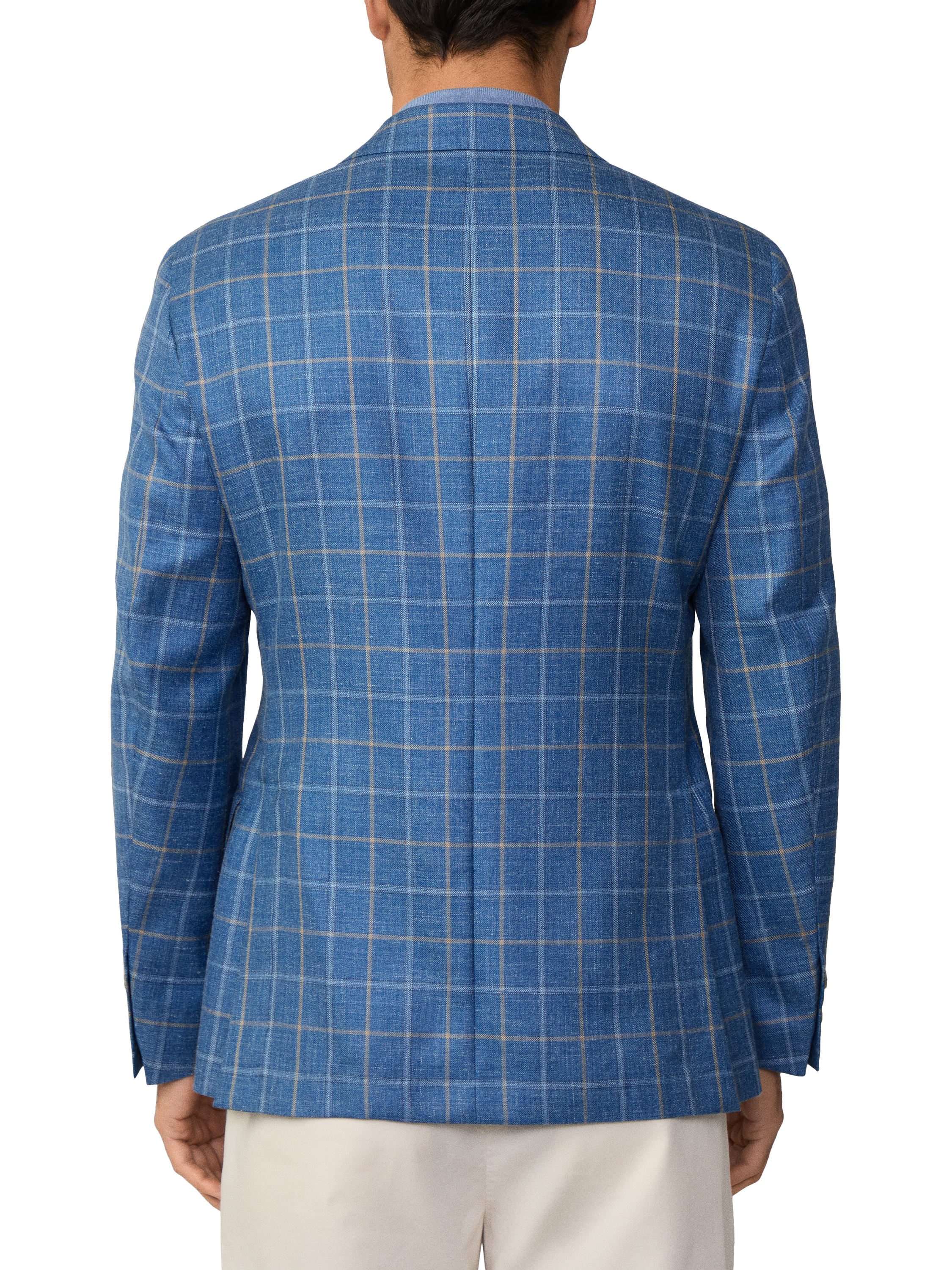 Product image 3 of 7, which shows Hackett London Wool Blend Check Blazer, Pacific Blue, 48