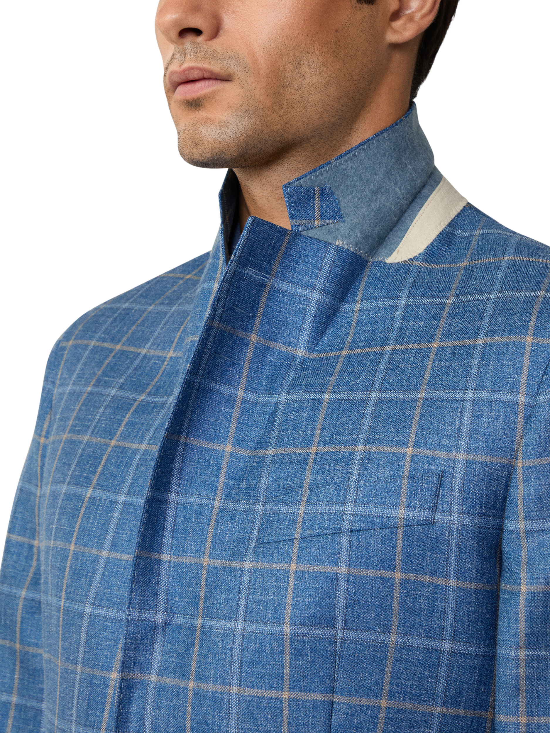 Product image 4 of 7, which shows Hackett London Wool Blend Check Blazer, Pacific Blue, 48