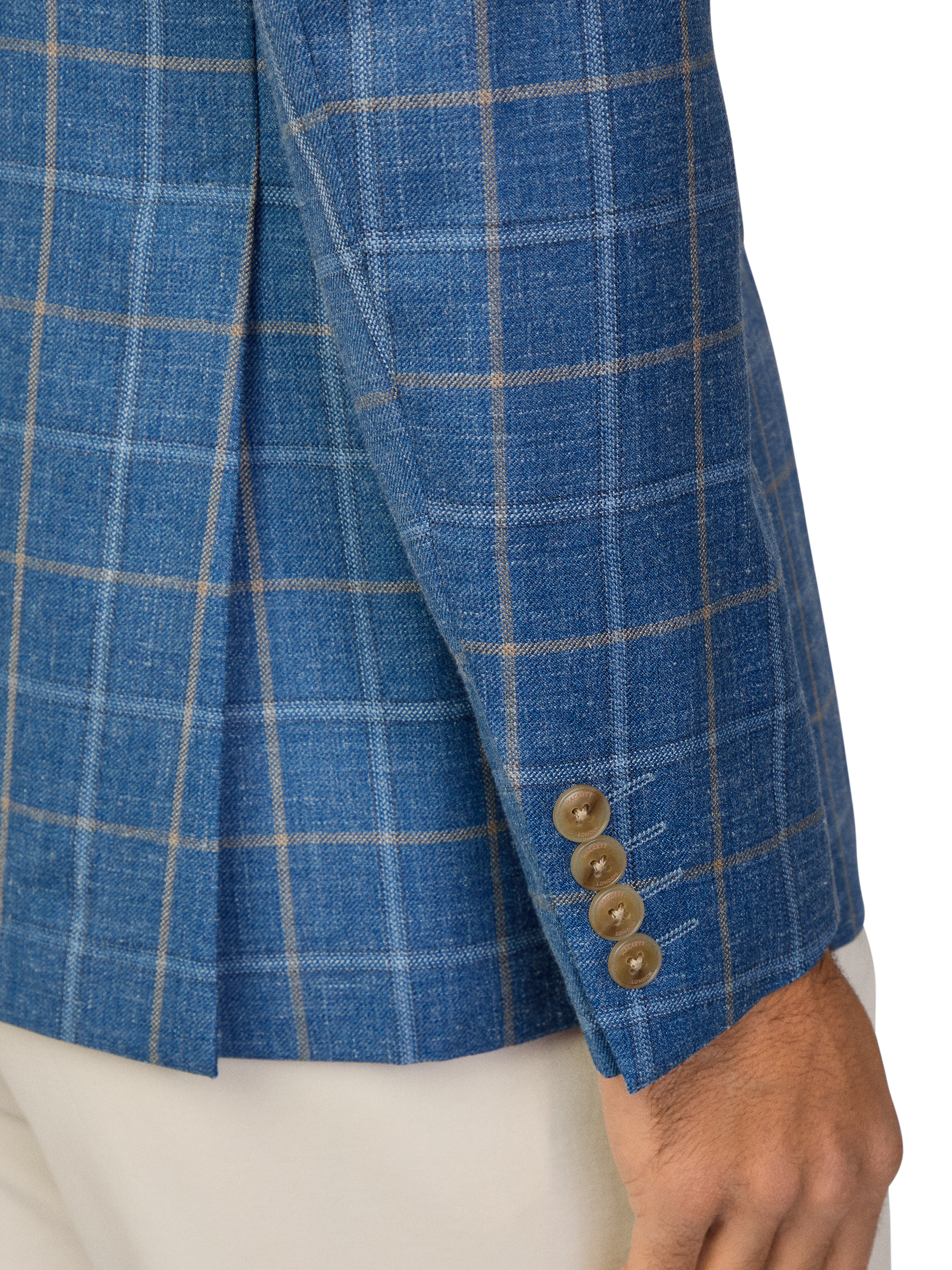 Product image 5 of 7, which shows Hackett London Wool Blend Check Blazer, Pacific Blue, 48