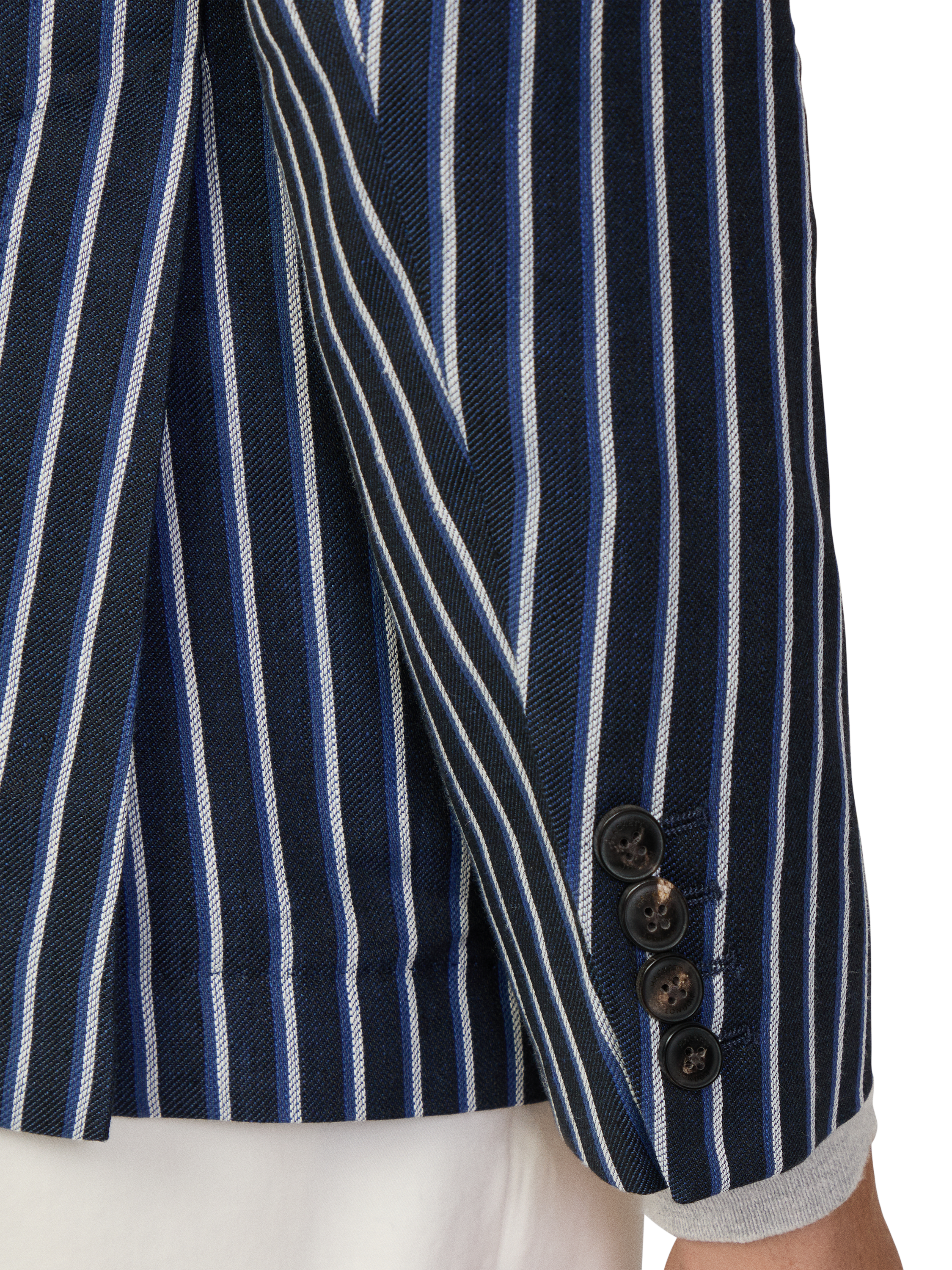 Product image 5 of 7, which shows Hackett London Linen Blend Striped Blazer, Navy, 48