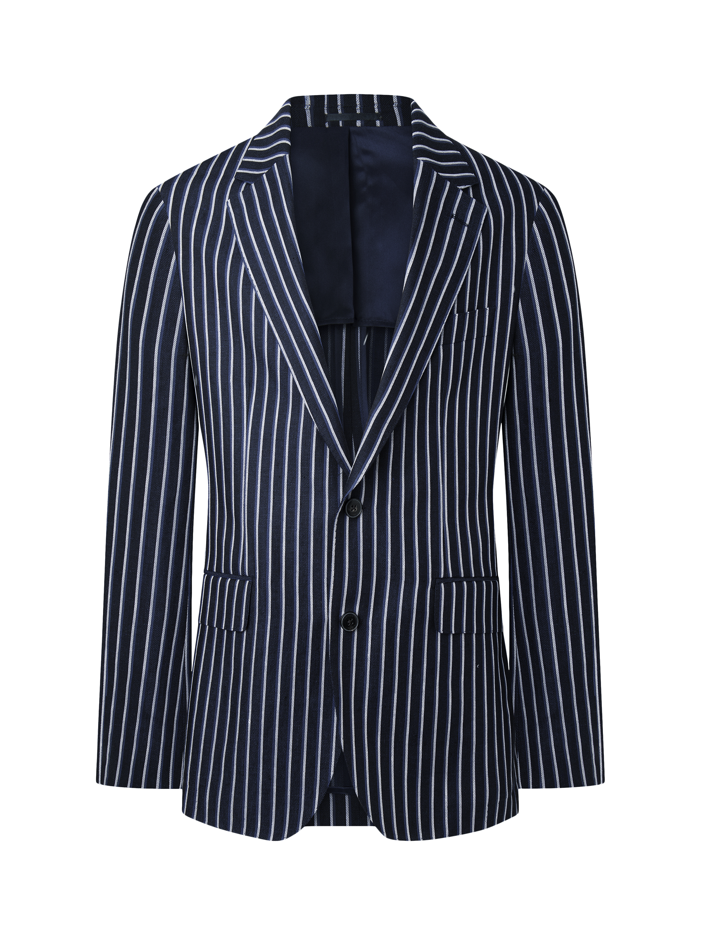 Product image 6 of 7, which shows Hackett London Linen Blend Striped Blazer, Navy, 48