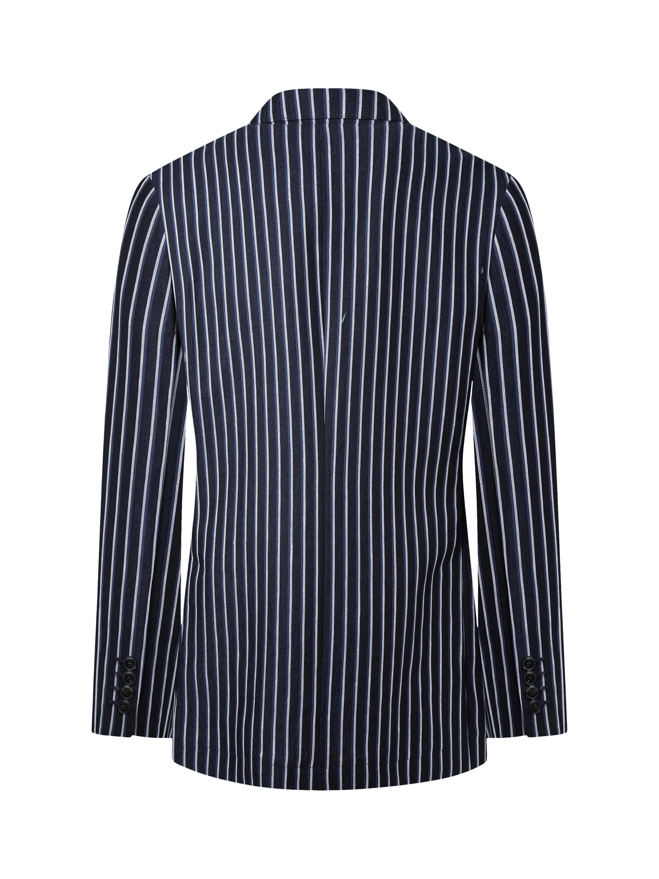 Product image 7 of 7, which shows Hackett London Linen Blend Striped Blazer, Navy, 48