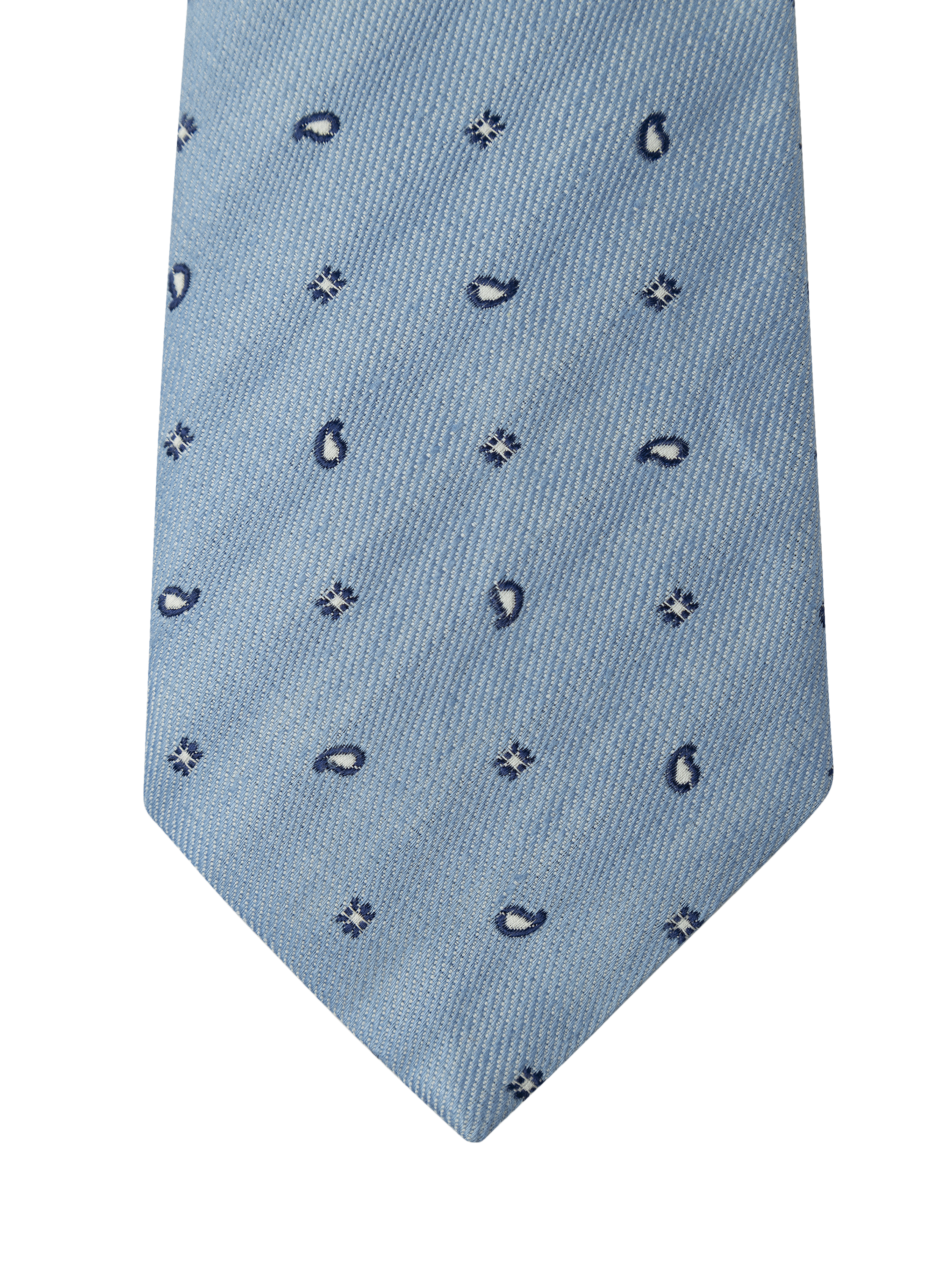 Product image 4 of 4, which shows Hackett London Paisley Pip Linen Cotton Blend Tie, Sky Blue