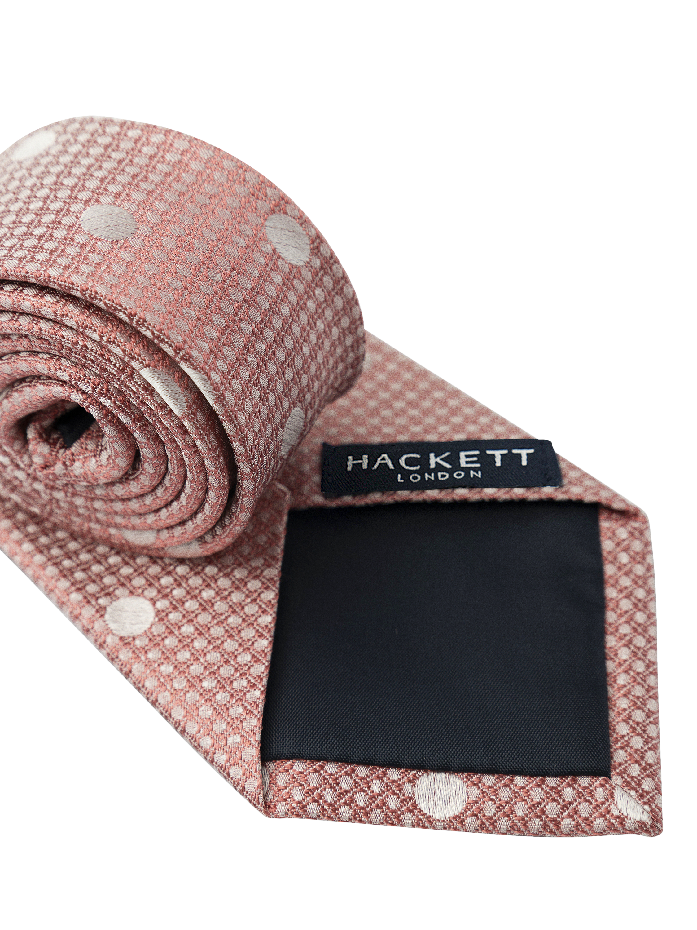 Product image 2 of 4, which shows Hackett London Chelsea Dot Print Silk Tie, Summer Pink