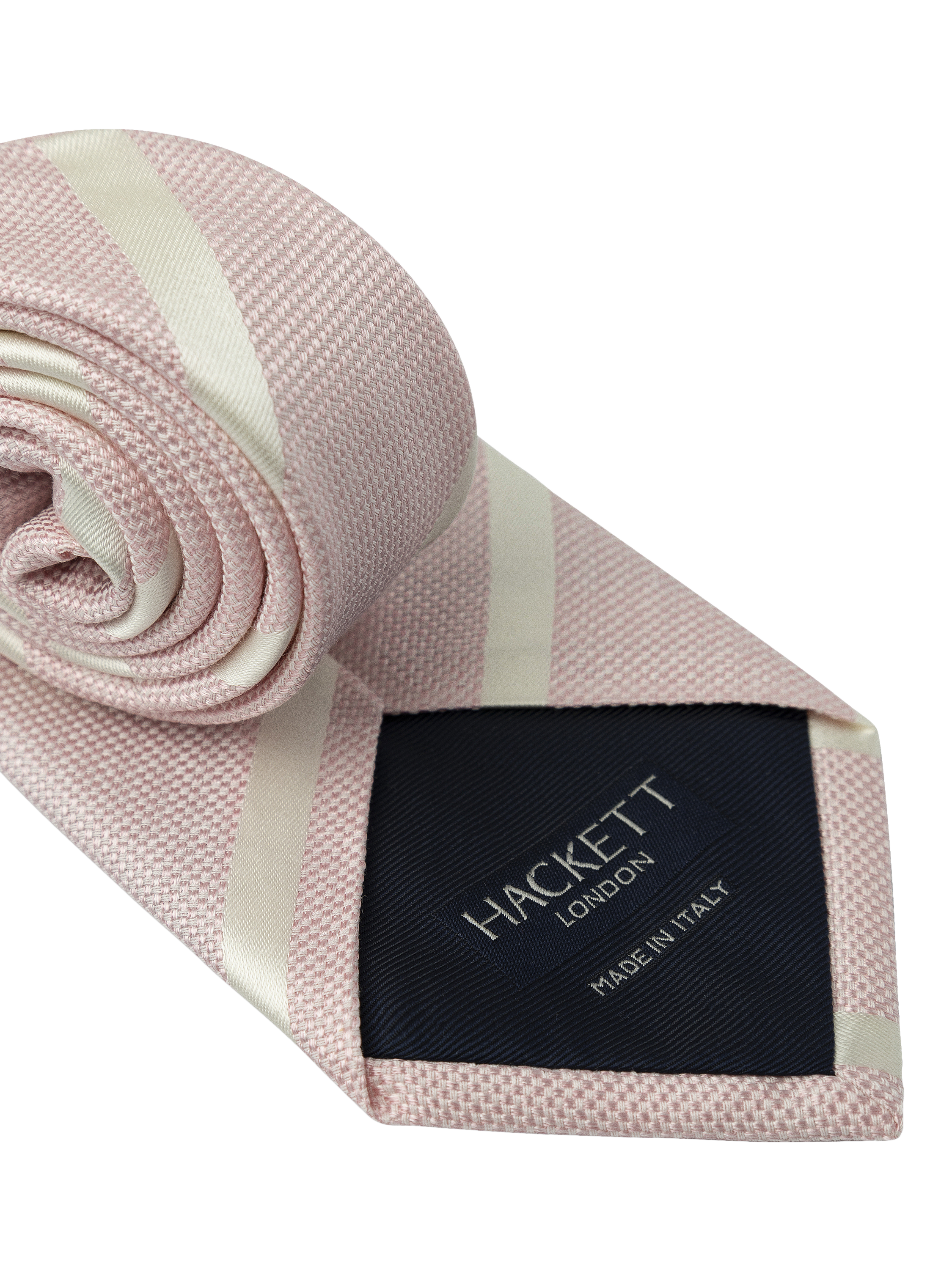 Product image 2 of 4, which shows Hackett London Striped Silk Blend Tie, Pink