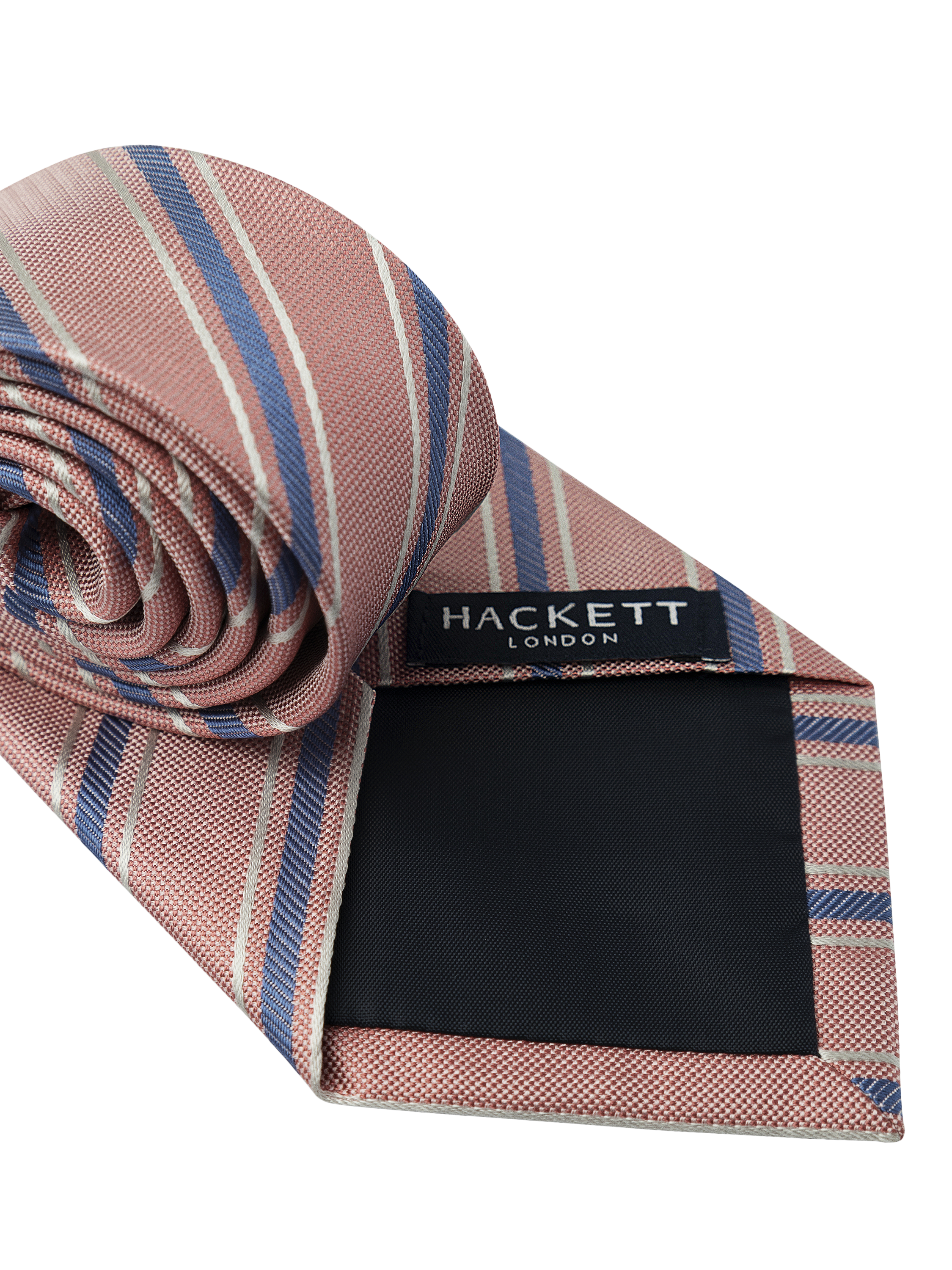 Product image 2 of 4, which shows Hackett London Striped Silk Tie, Pink