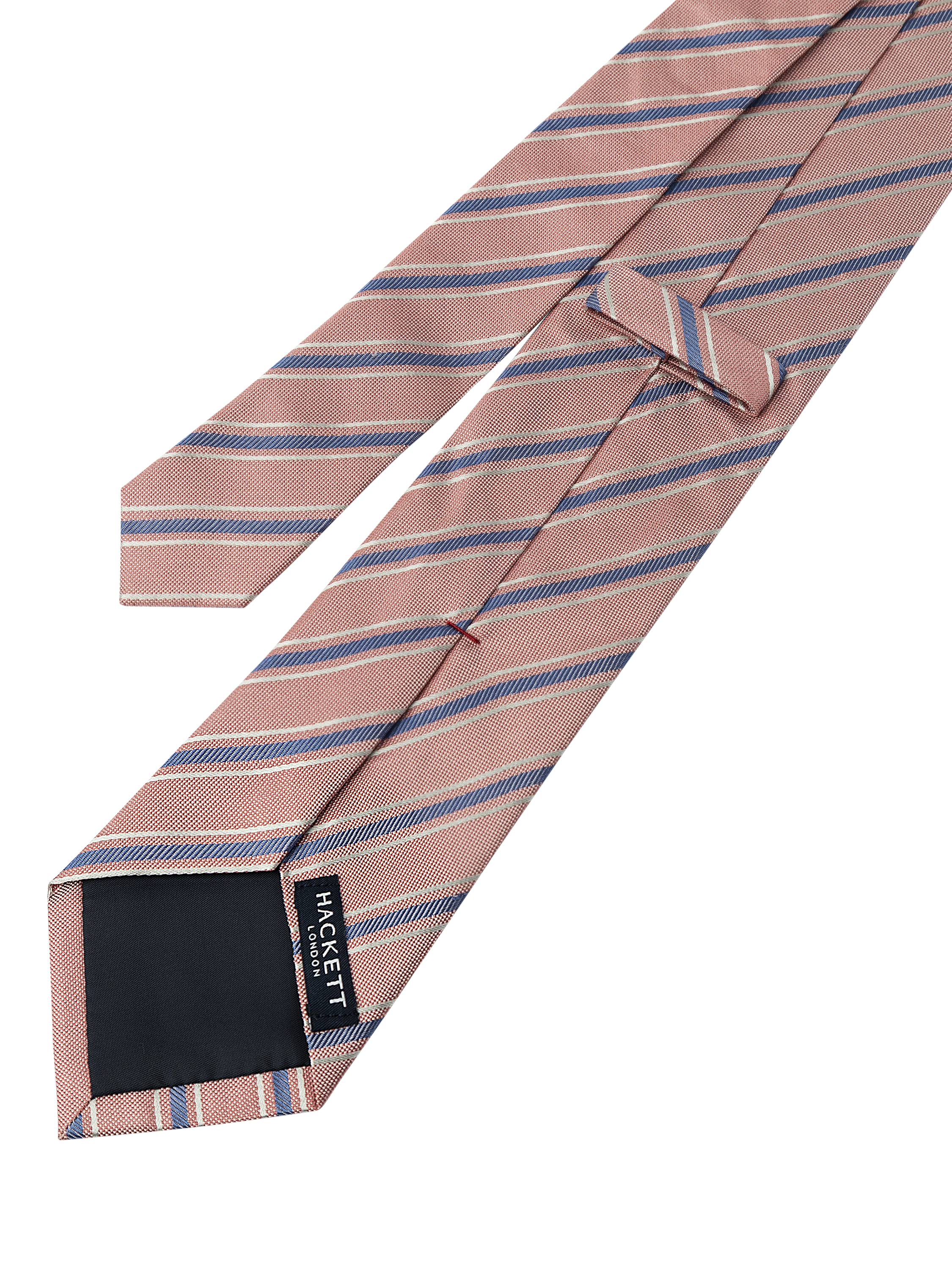 Product image 3 of 4, which shows Hackett London Striped Silk Tie, Pink