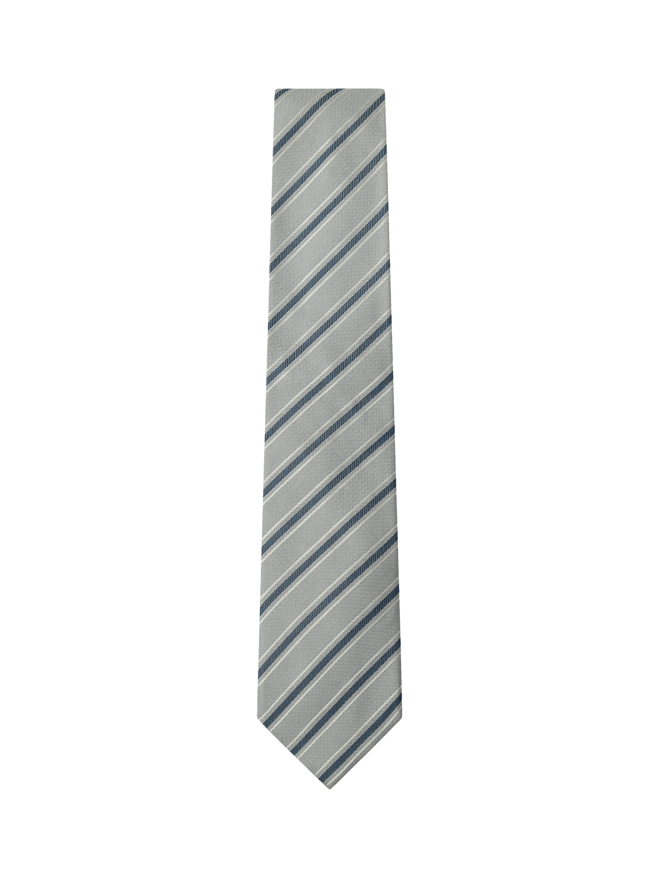 Product image 1 of 4, which shows Hackett London Striped Silk Tie, Grey