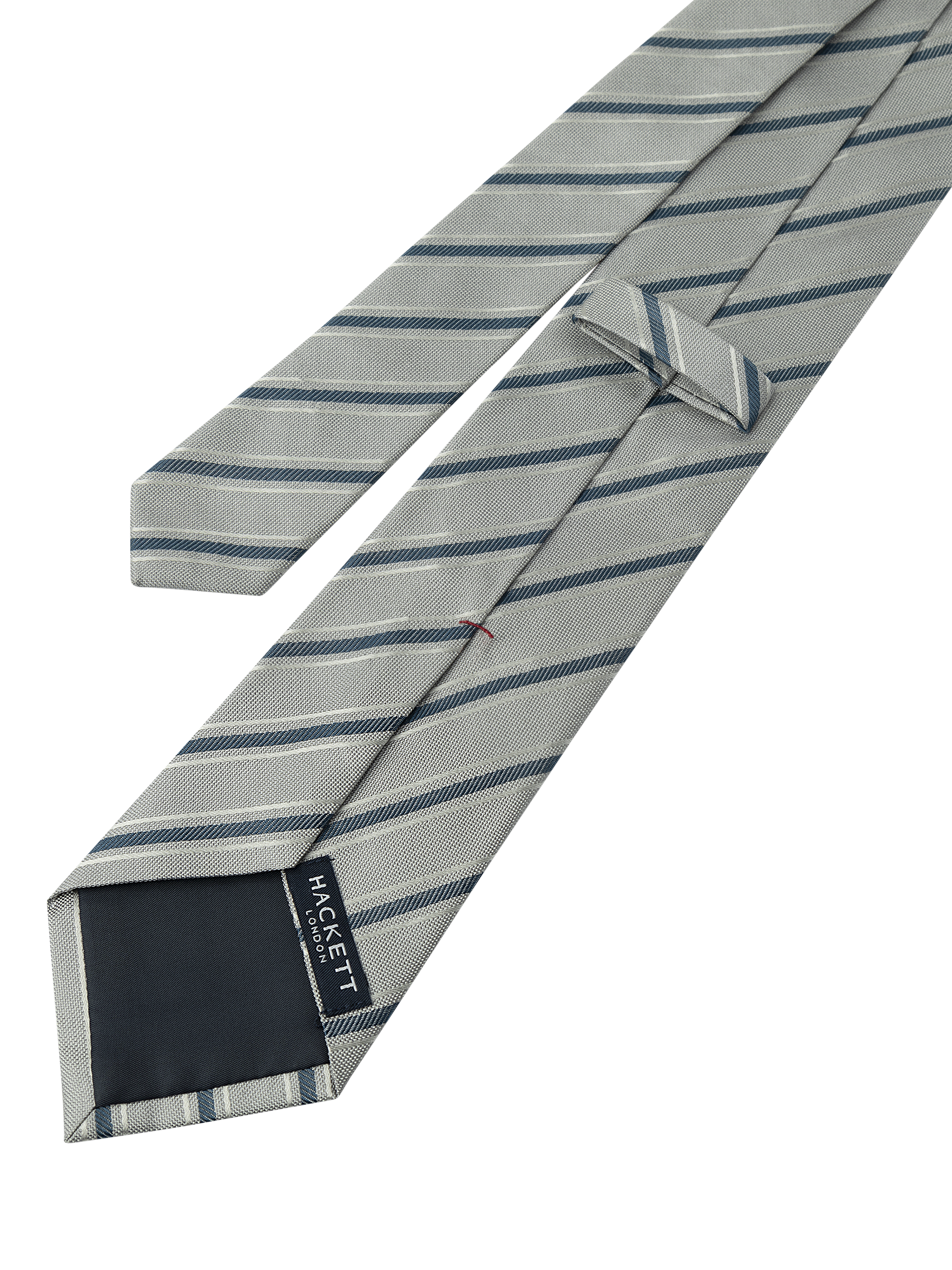 Product image 3 of 4, which shows Hackett London Striped Silk Tie, Grey