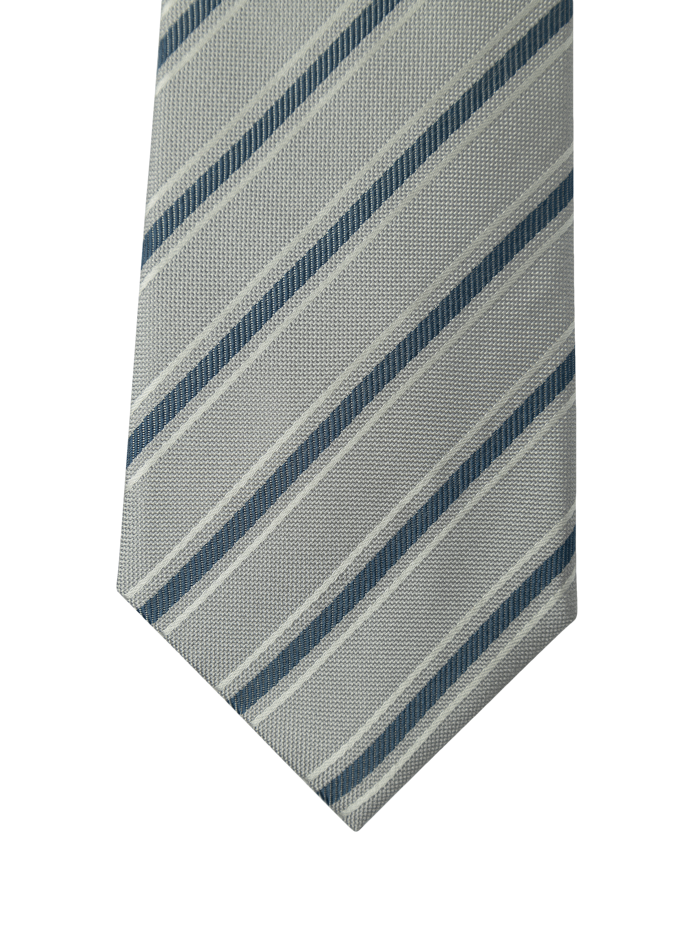 Product image 4 of 4, which shows Hackett London Striped Silk Tie, Grey