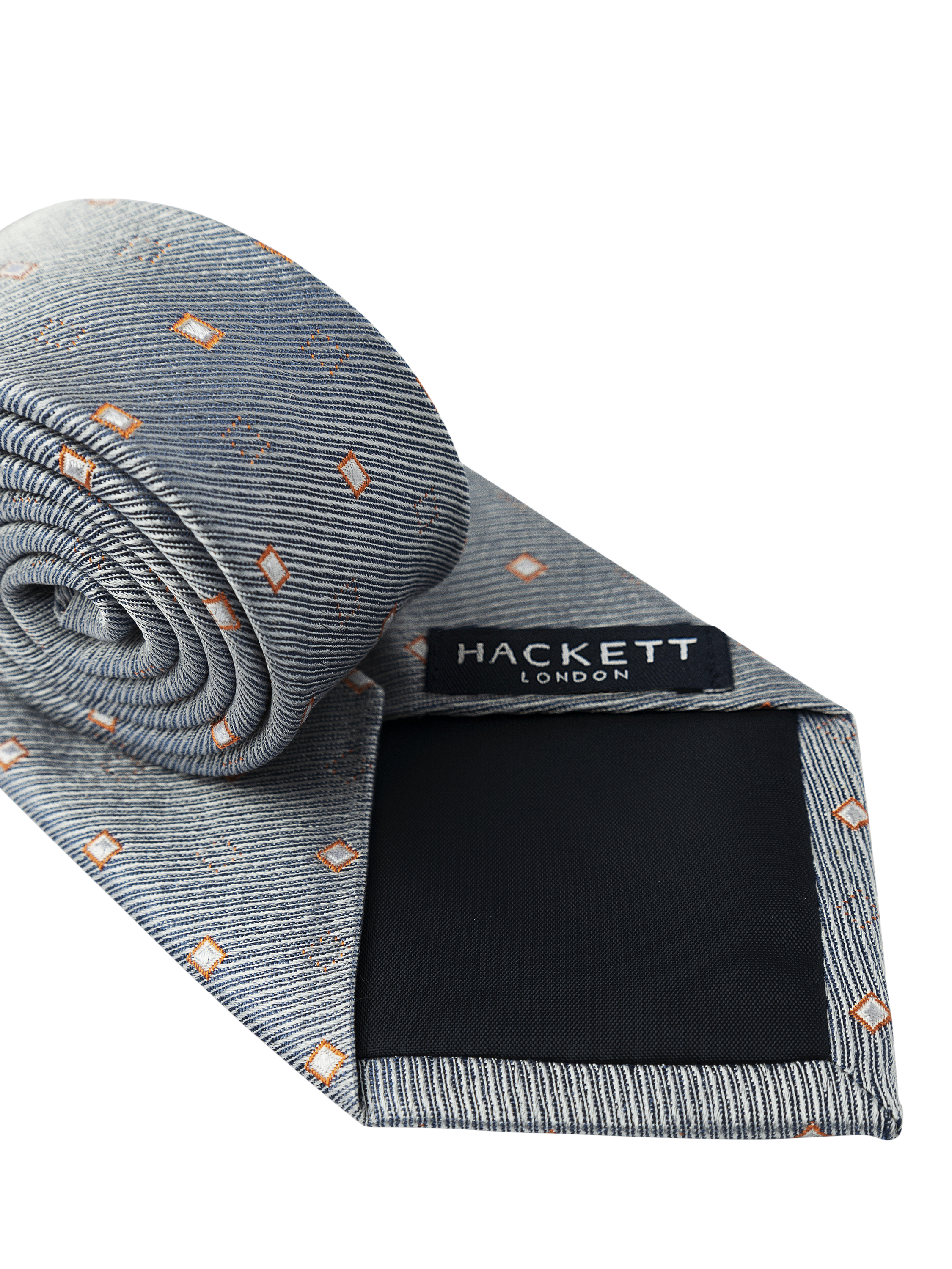 Product image 2 of 4, which shows Hackett London Diamond Pure Silk Tie, Mid Blue, 0