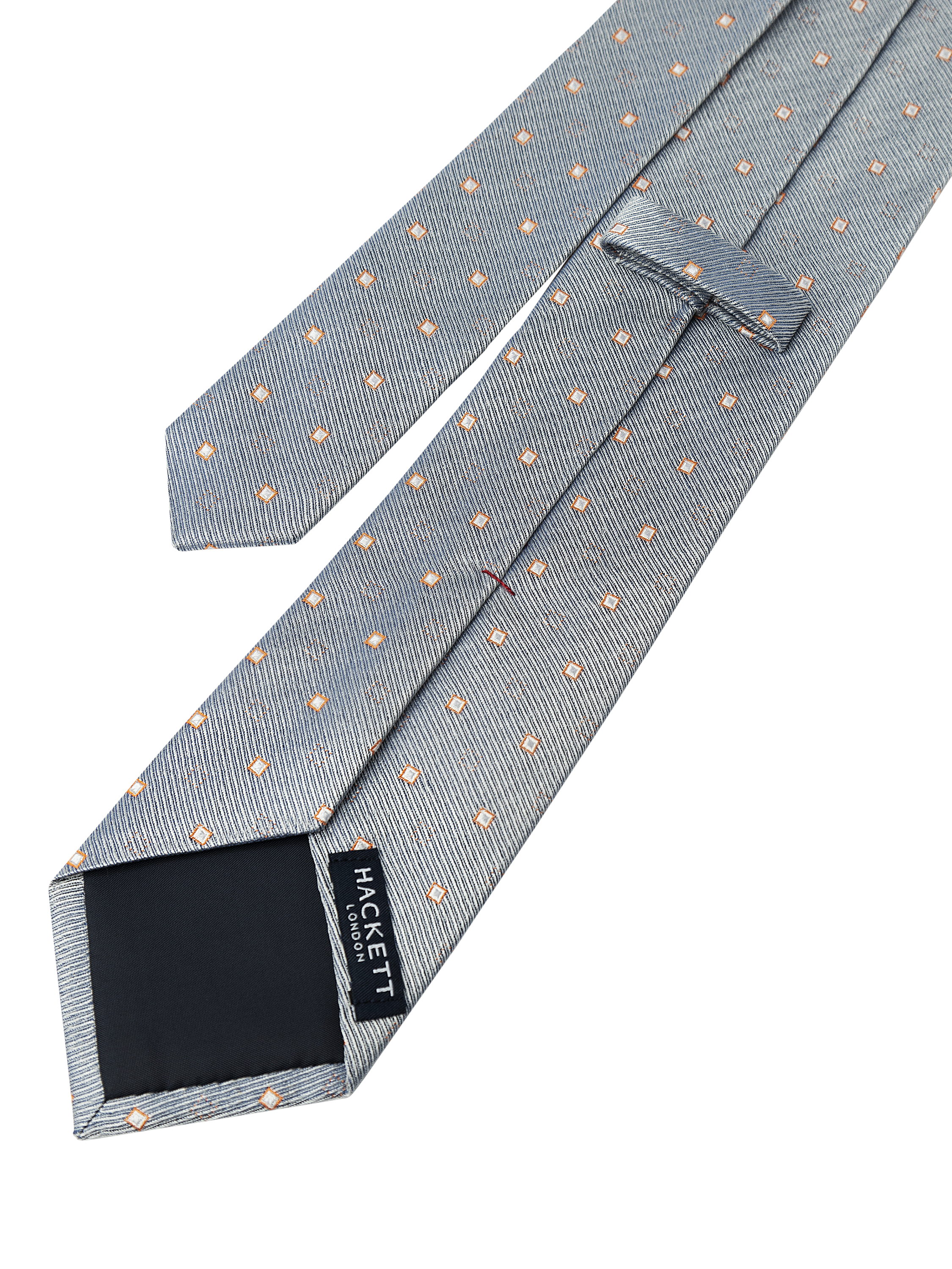 Product image 3 of 4, which shows Hackett London Diamond Pure Silk Tie, Mid Blue, 0