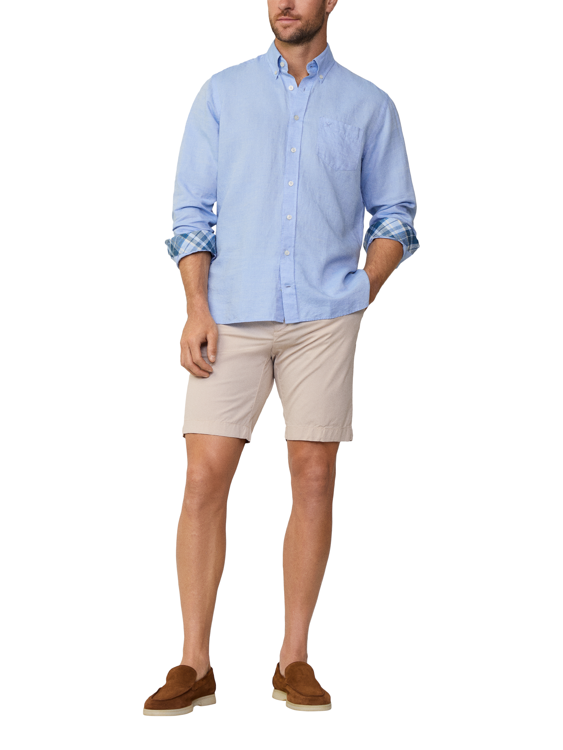 Product image 2 of 7, which shows Hackett London Kensington Slim Fit Shorts, Linen Beige, 28